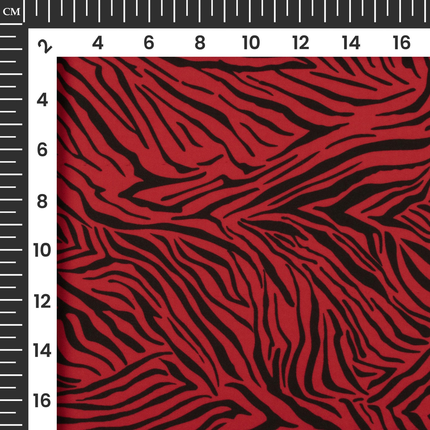 Vermilion Red Animal Digital Print Imported Satin Fabric