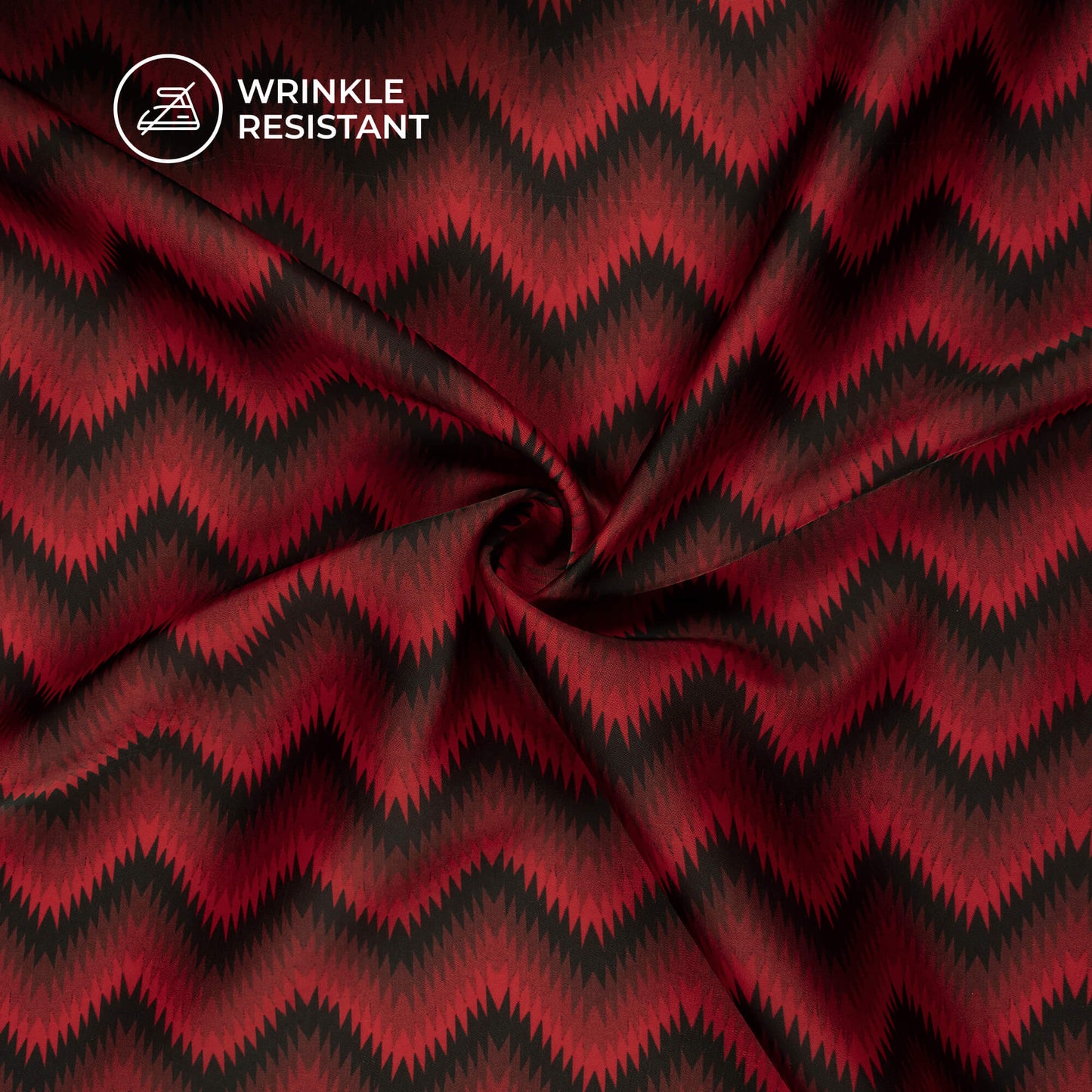 Vermilion Red Chevron Digital Print Imported Satin Fabric
