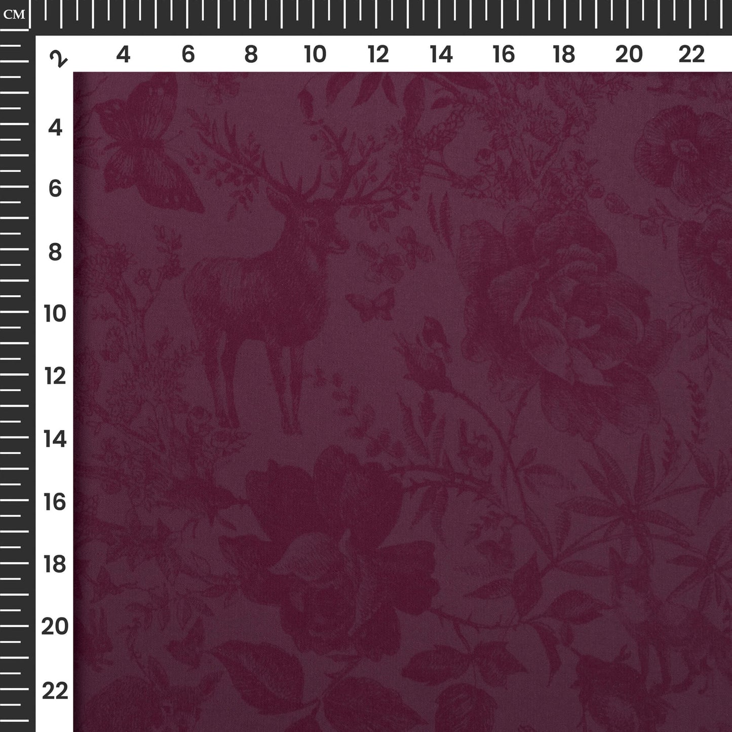 Wine Purple Floral Digital Print Imported Satin Fabric