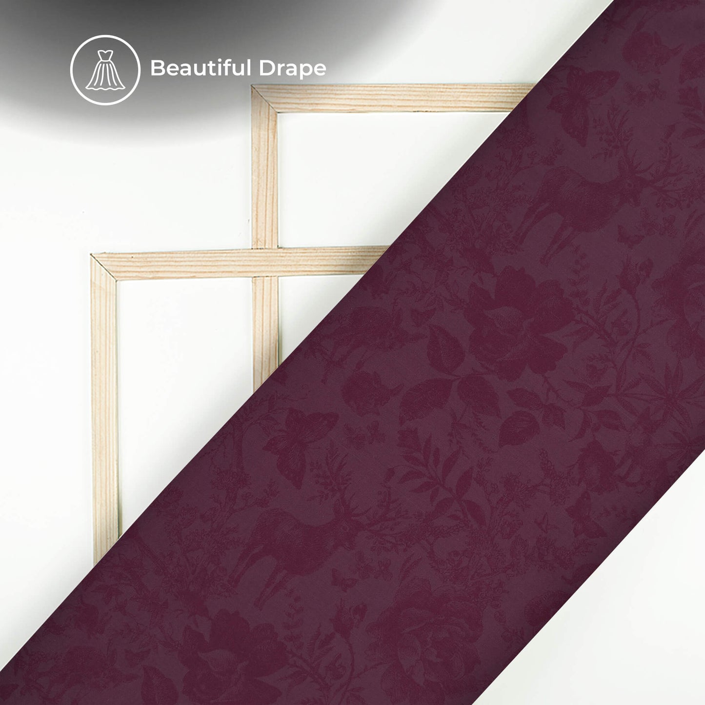 Wine Purple Floral Digital Print Imported Satin Fabric