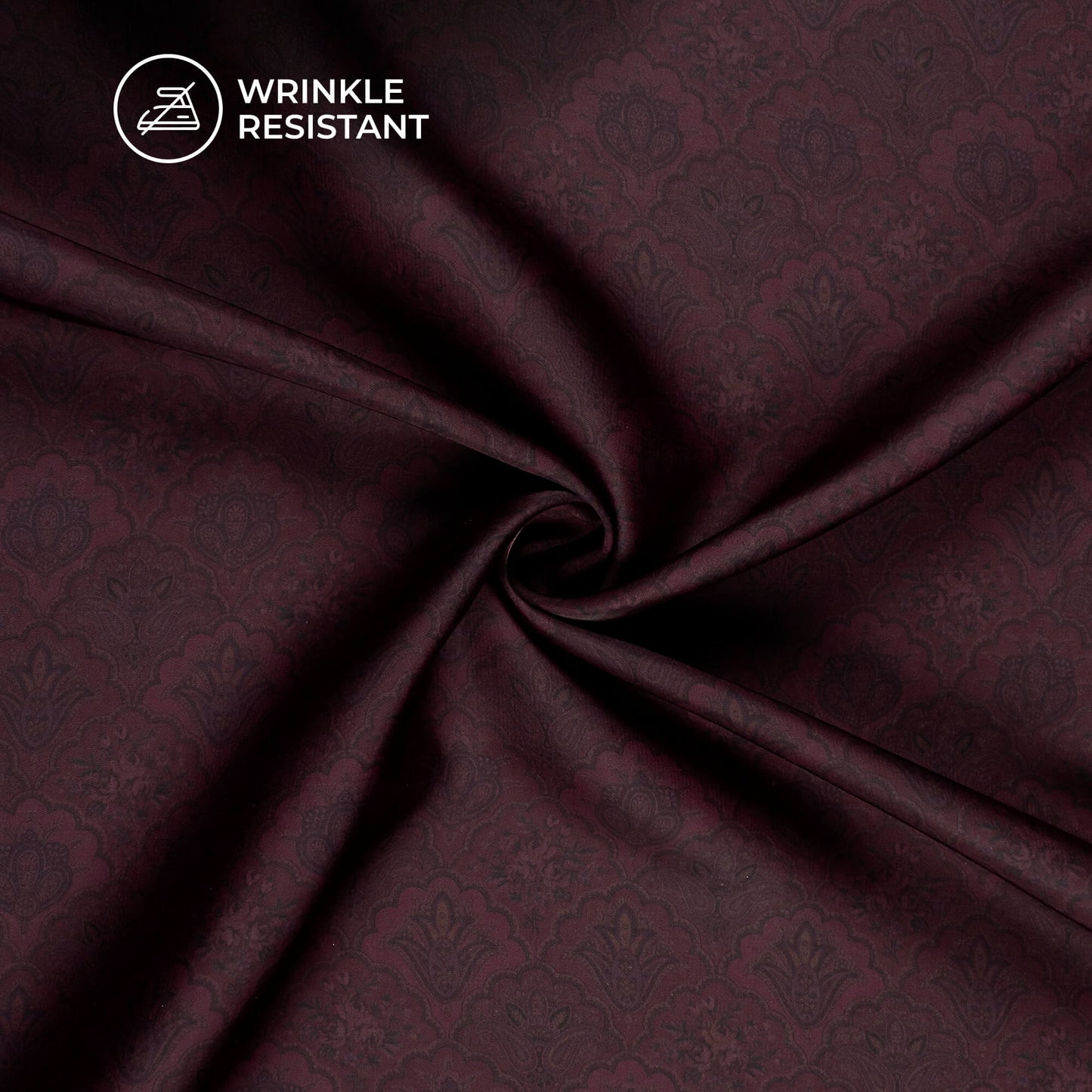 Wine Purple Ethnic Digital Print Imported Satin Fabric