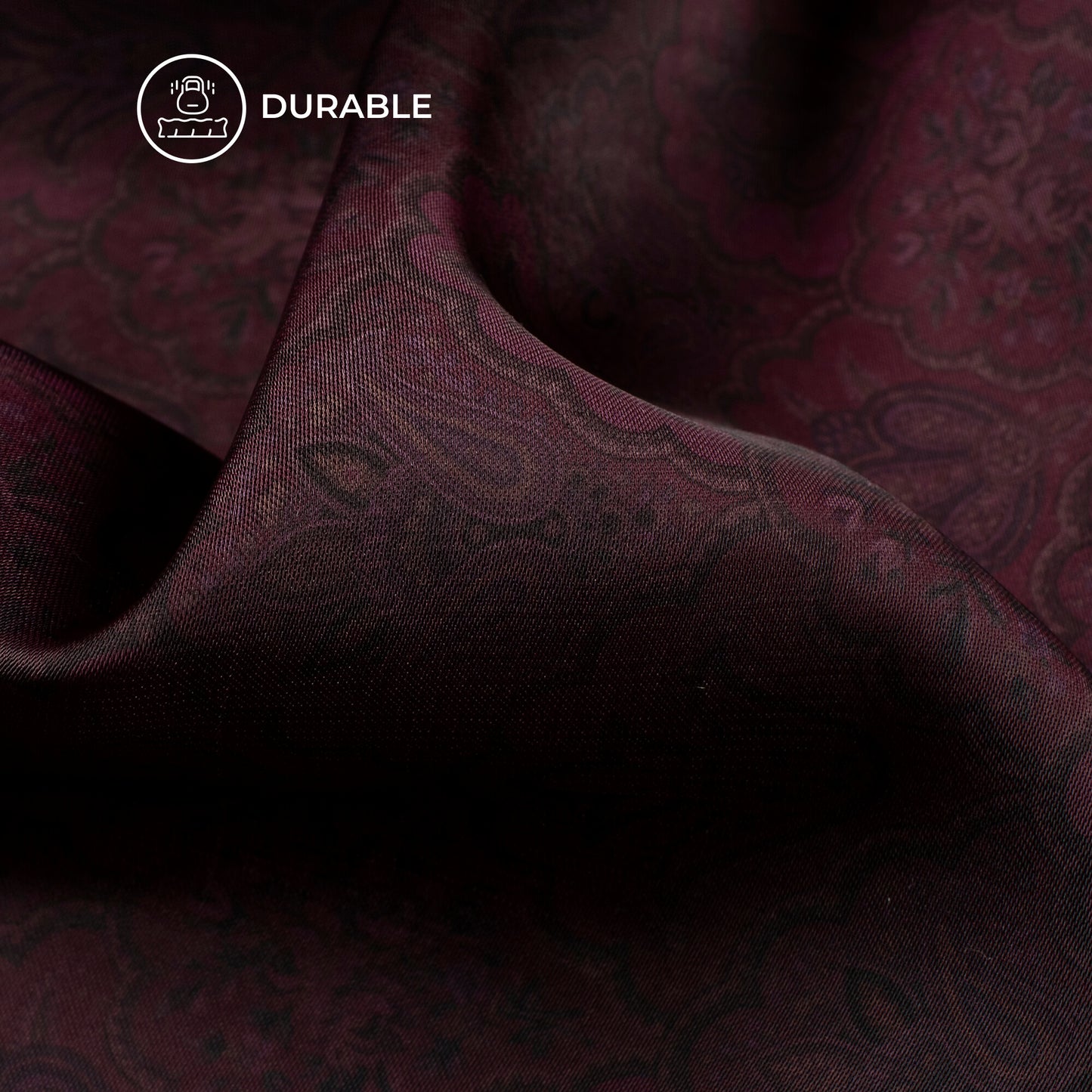 Wine Purple Ethnic Digital Print Imported Satin Fabric