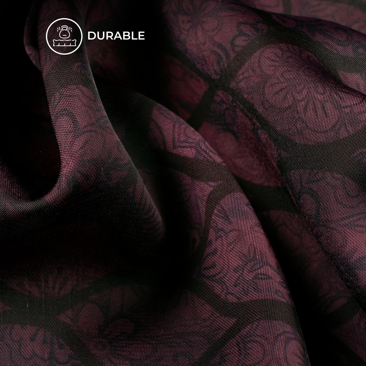 Wine Purple Trellis Digital Print Imported Satin Fabric