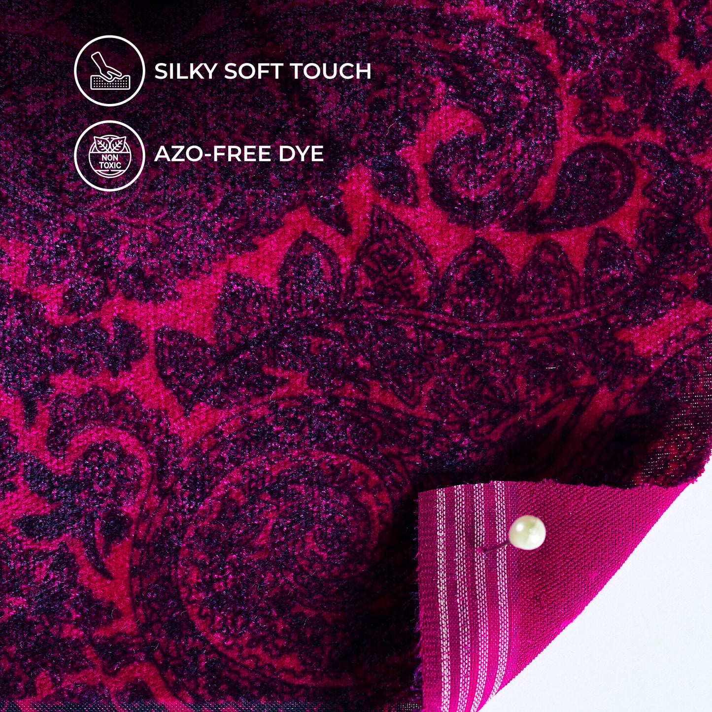 Pink Paisley Pattern Digital Print Premium Velvet Fabric