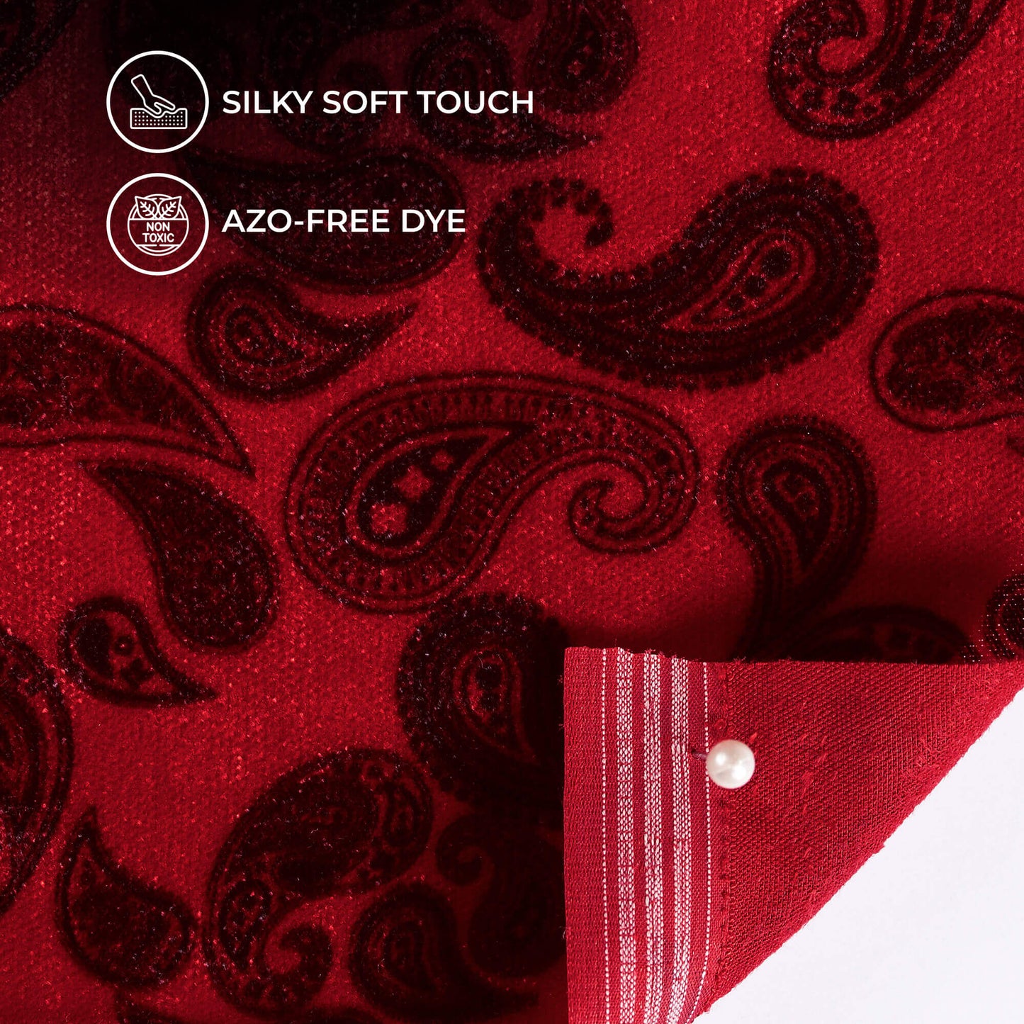 Indian Red Paisley Pattern Digital Print Premium Velvet Fabric