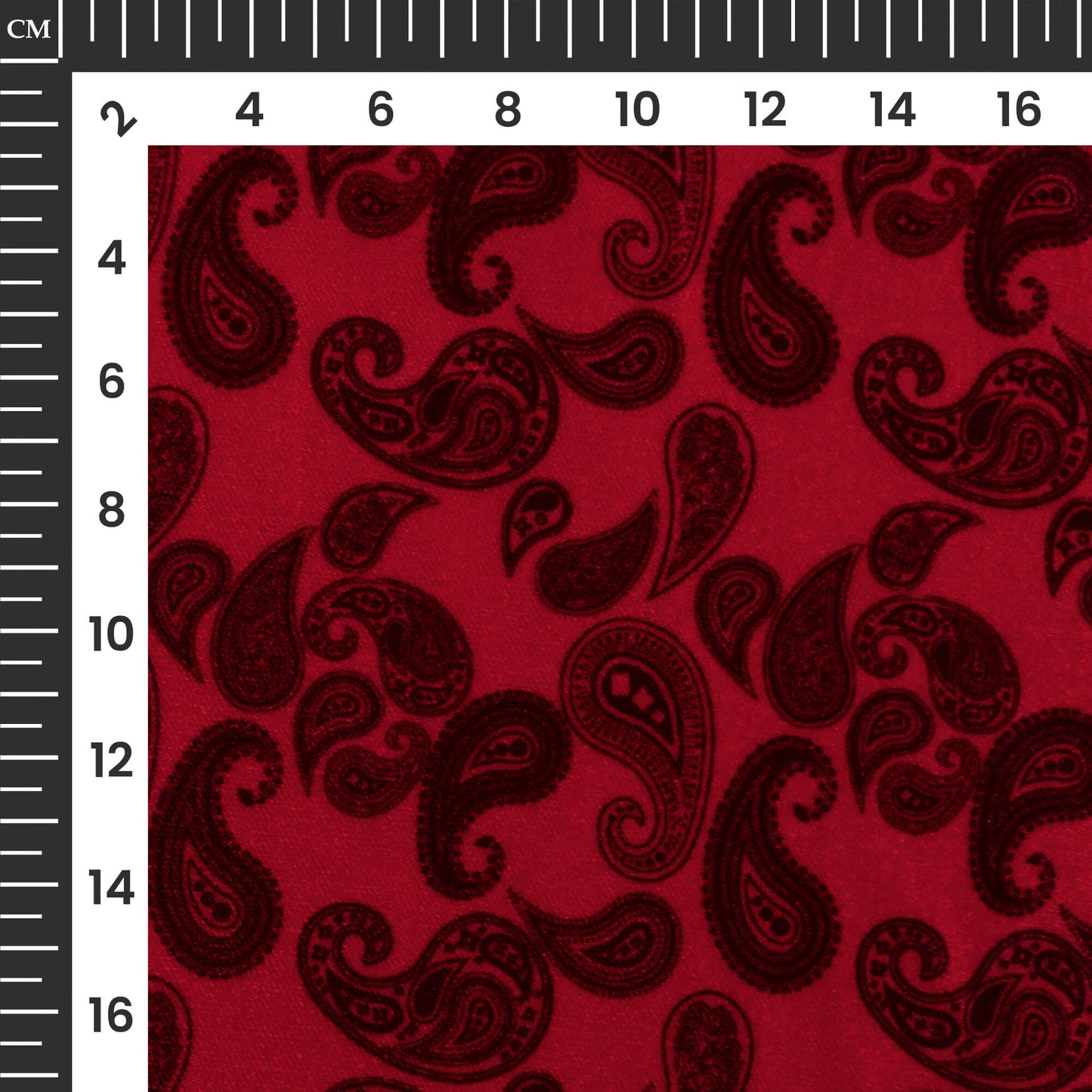 Indian Red Paisley Pattern Digital Print Premium Velvet Fabric