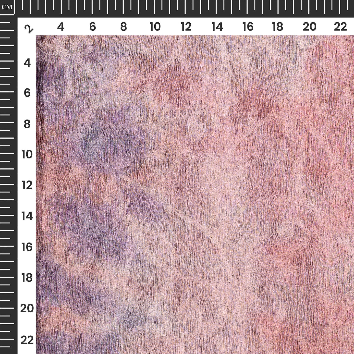 Baby Pink And Grey Tye And Dye Pattern Digital Print Floral Brasso Fabric
