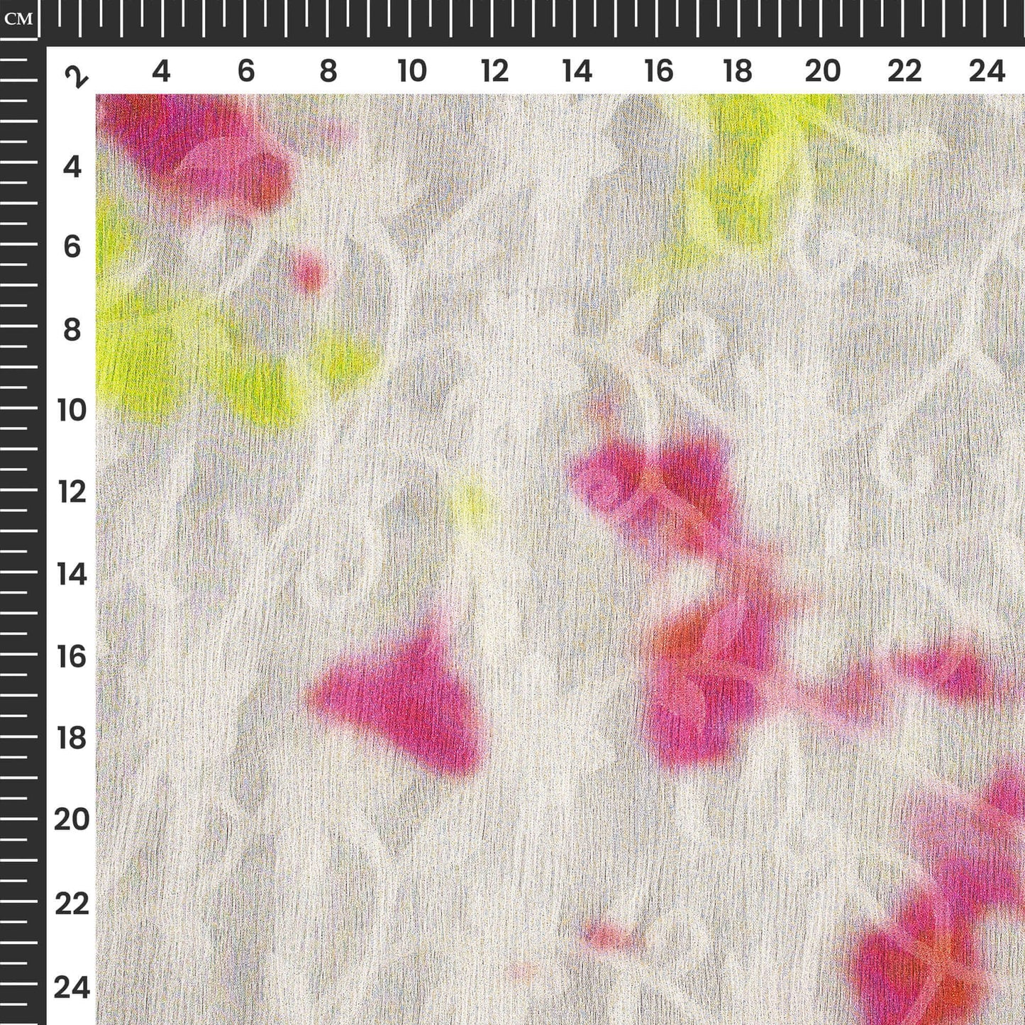 Off White And Pink Tye And Dye Pattern Digital Print Floral Brasso Fabric