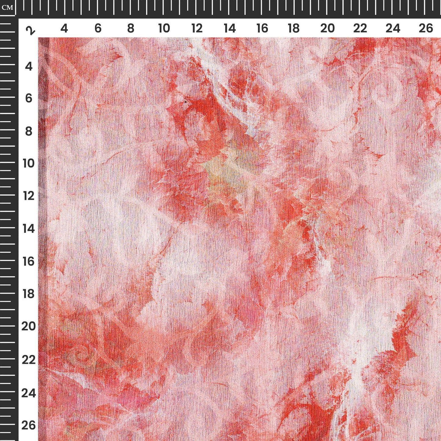 Indian Red And White Floral Pattern Digital Print Floral Brasso Fabric