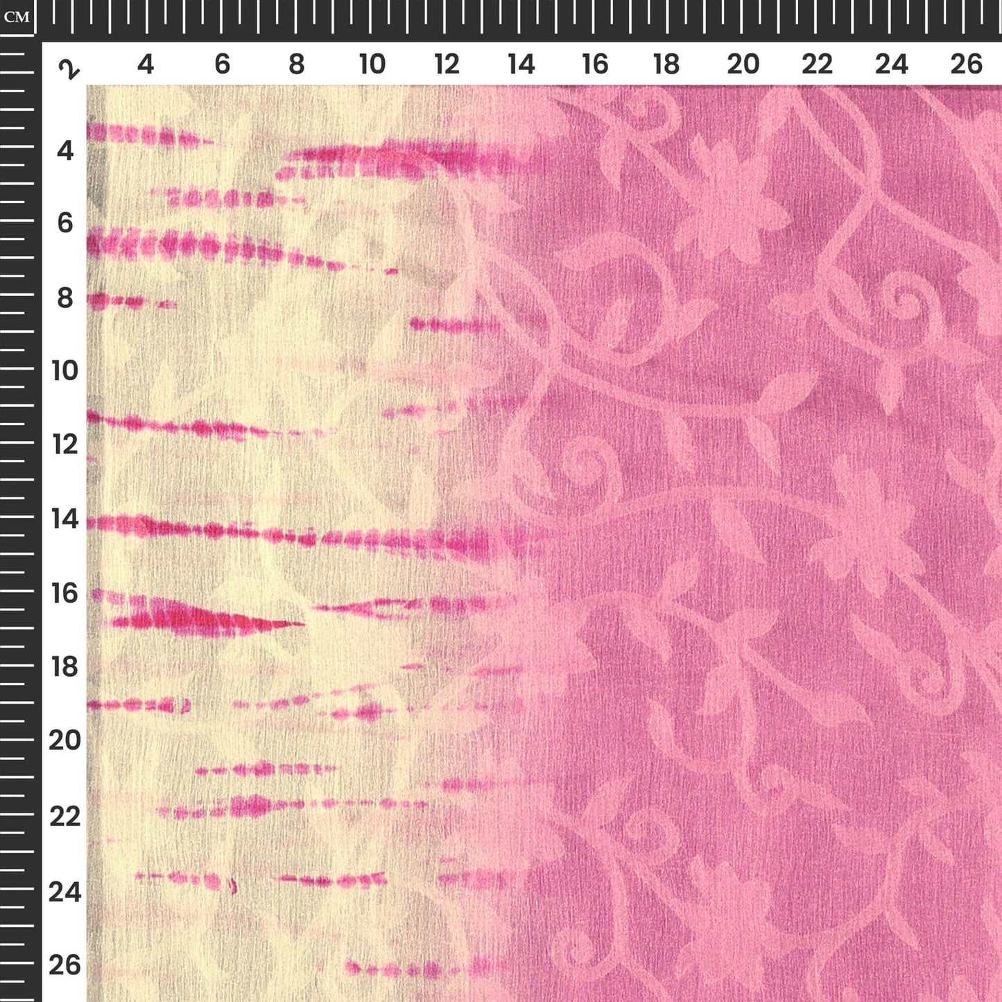 Taffy Pink And Cream Shiiborii Pattern Digital Print Floral Brasso Fabric