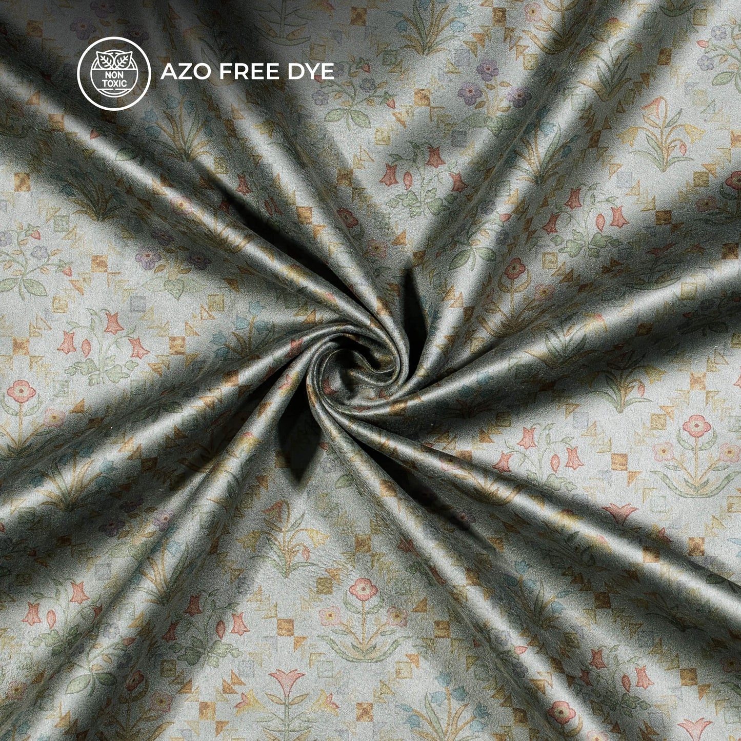 Geomatric Floral Printed Deluxe Suede Fabric