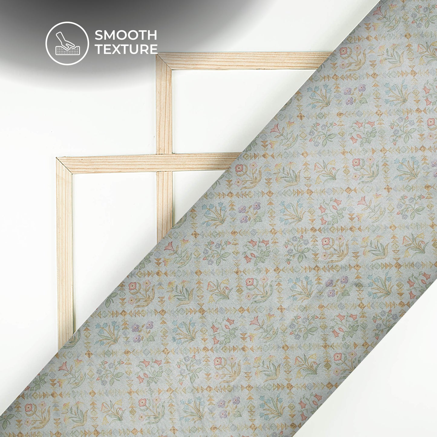 Geomatric Floral Printed Deluxe Suede Fabric