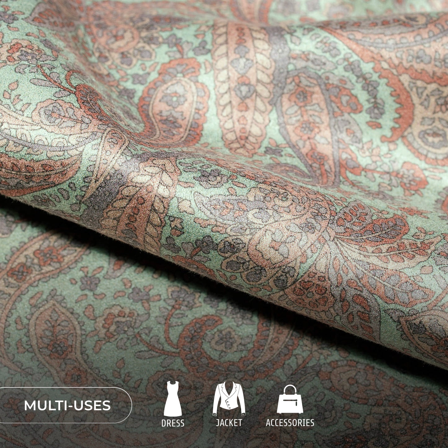 Floral Paisley Printed Deluxe Suede Fabric