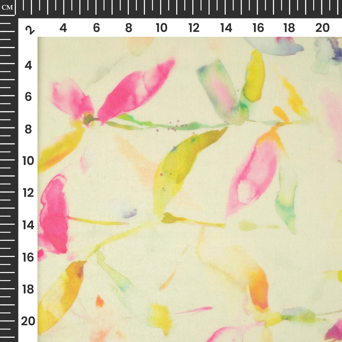 Tea Green And Pink Leaf Printed Organza Satin Fabric