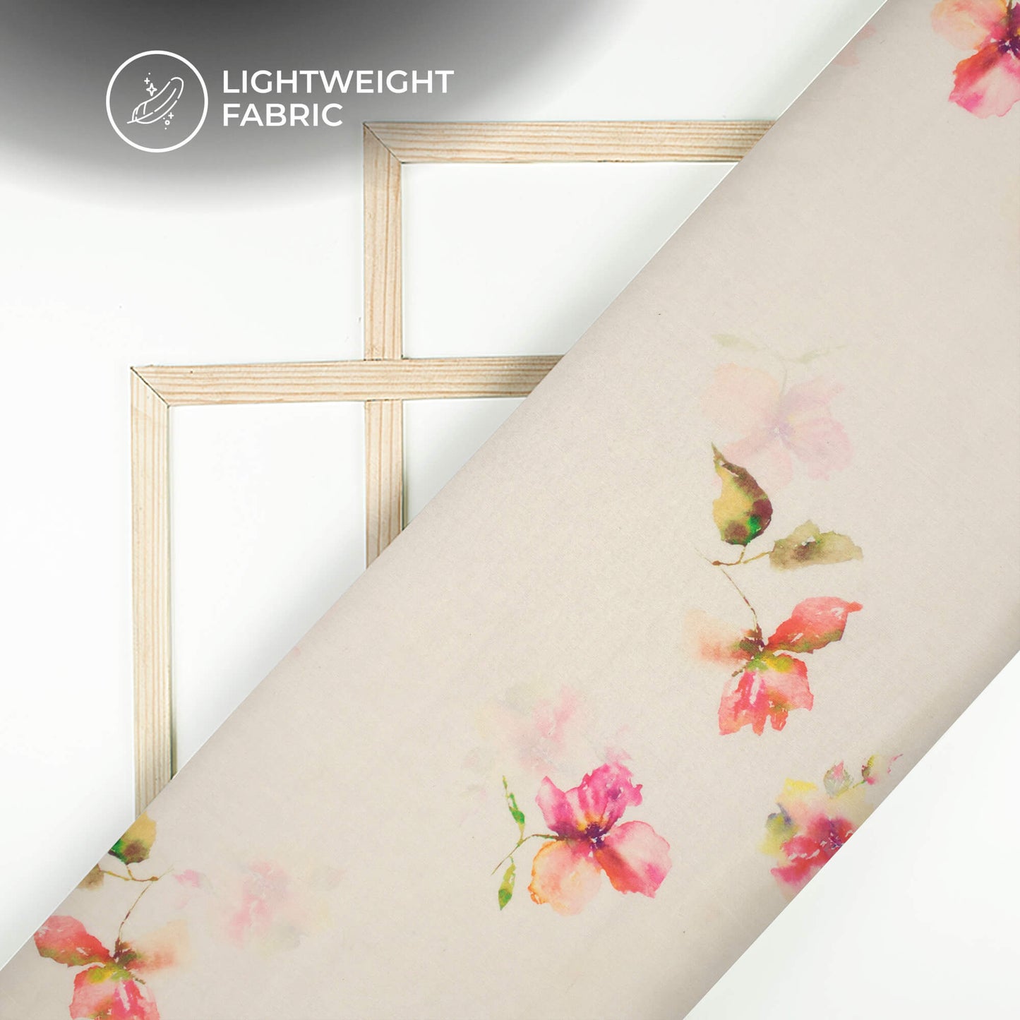 Pastel Pink Floral Printed Organza Satin Fabric