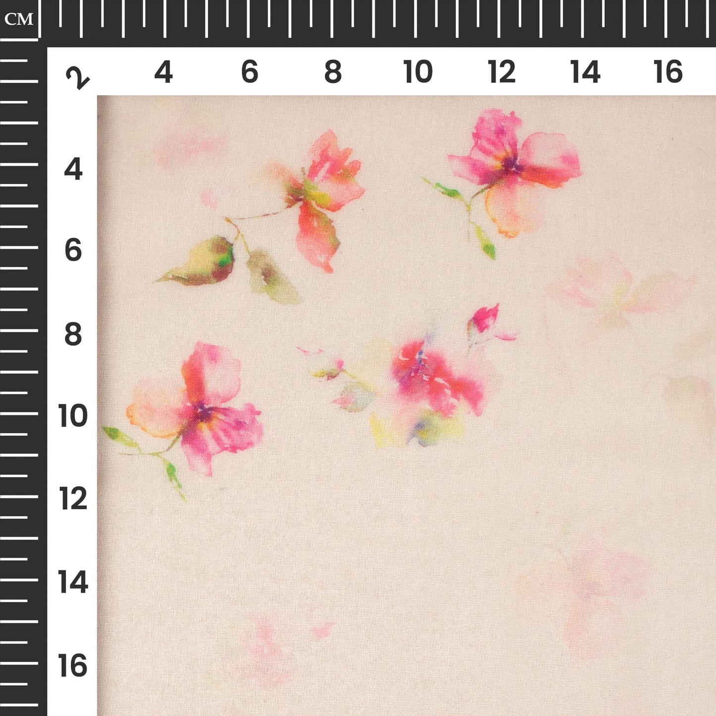 Baby Pink Floral Printed Organza Satin Fabric