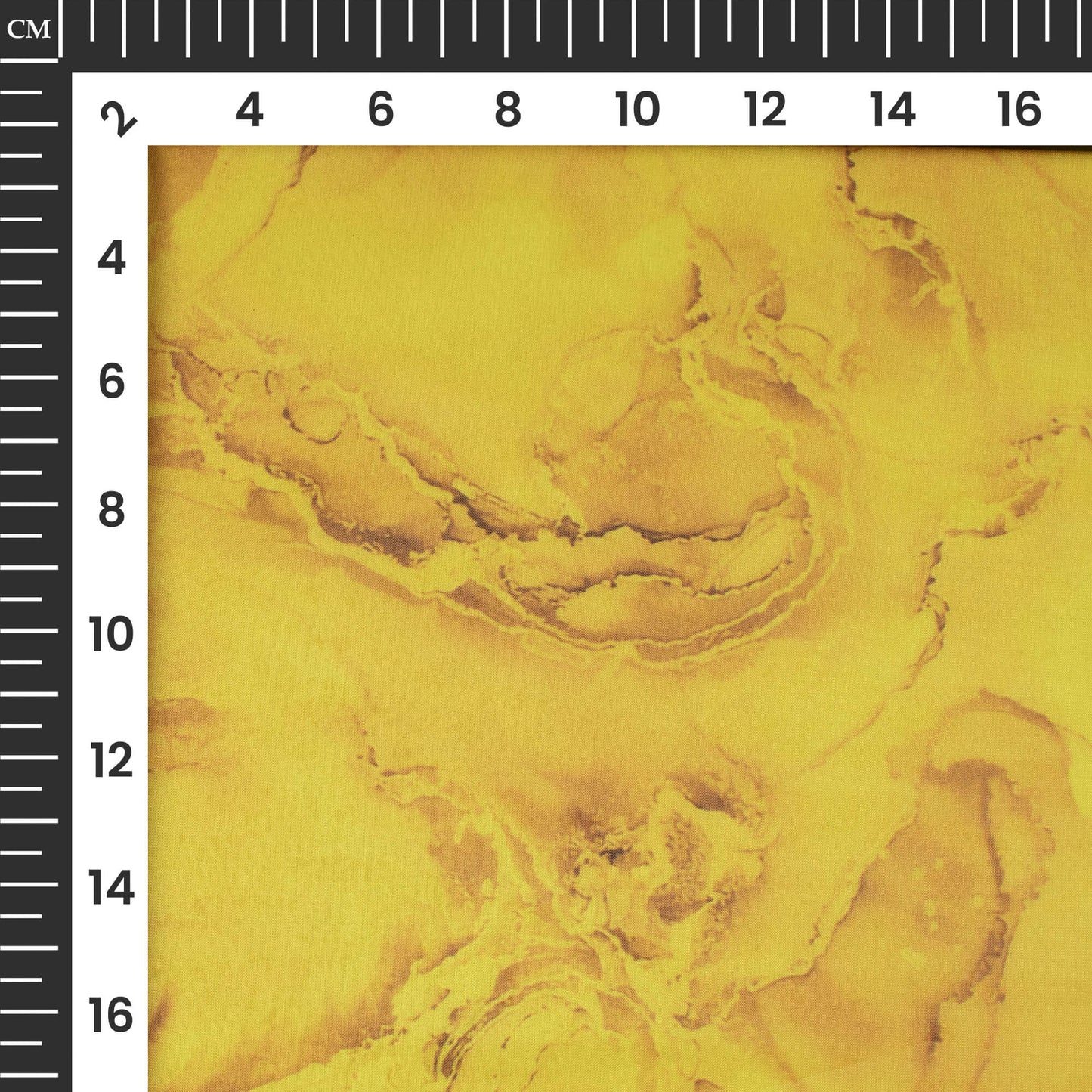 Flaxen Yellow Abstract Printed Organza Satin Fabric