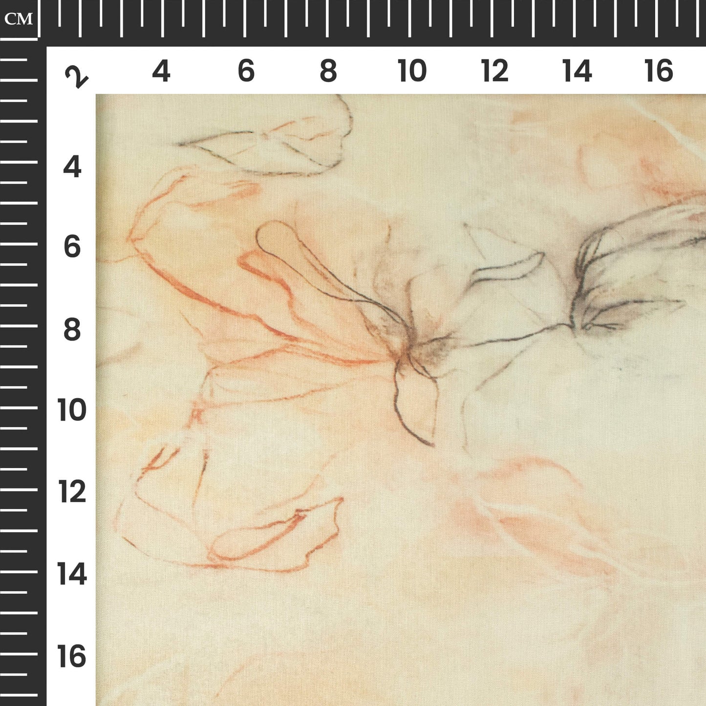 Off White And Brown Floral Printed Organza Satin Fabric