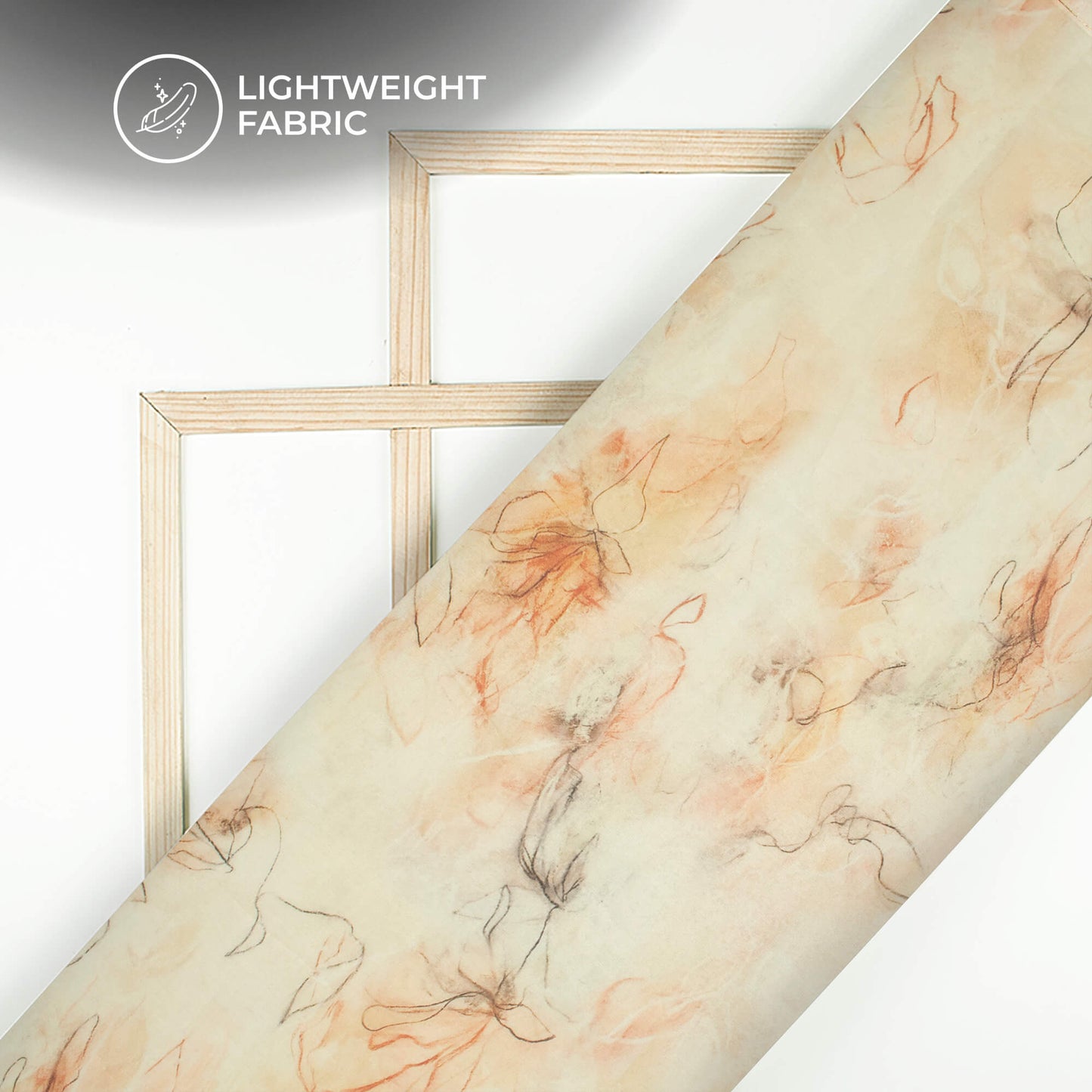 Off White And Brown Floral Printed Organza Satin Fabric