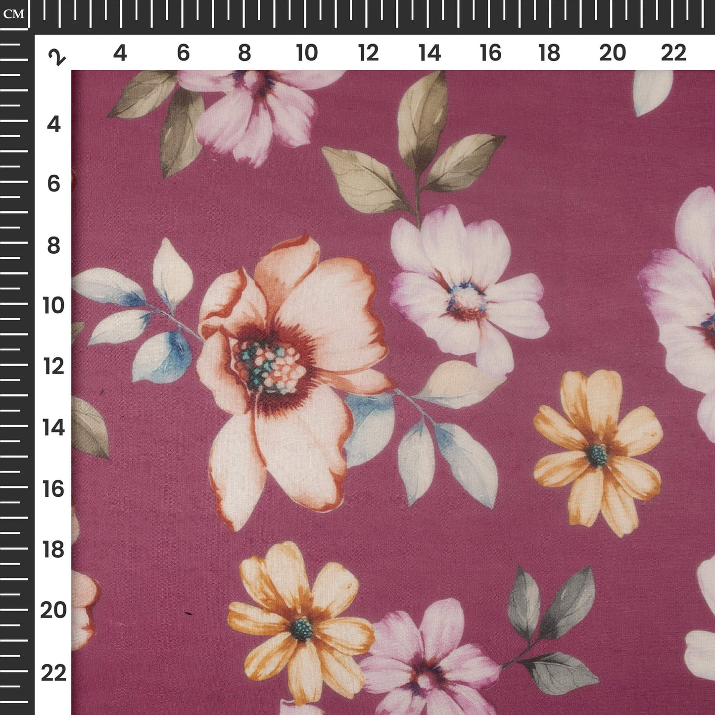 Purple Floral Printed Organza Satin Fabric