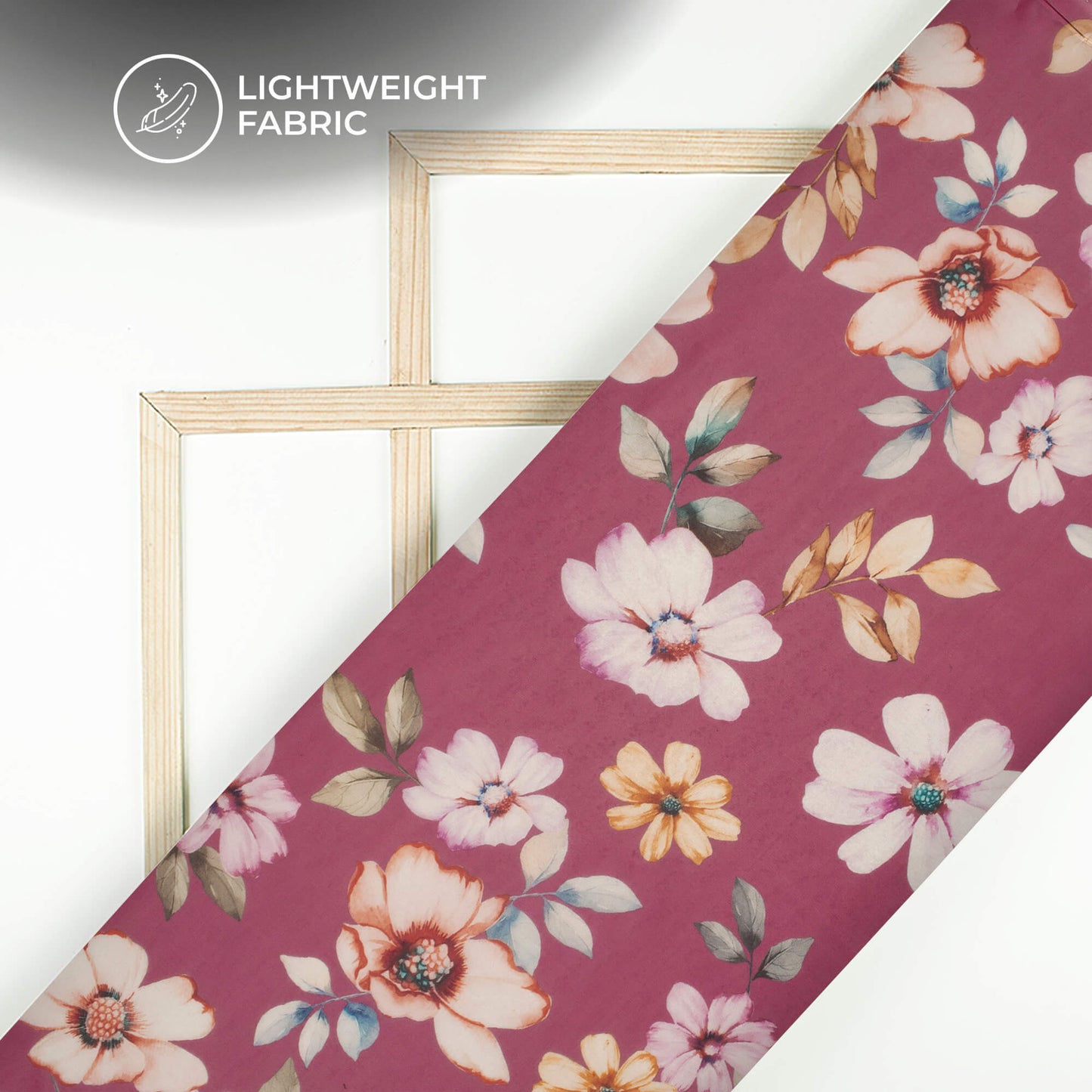 Purple Floral Printed Organza Satin Fabric