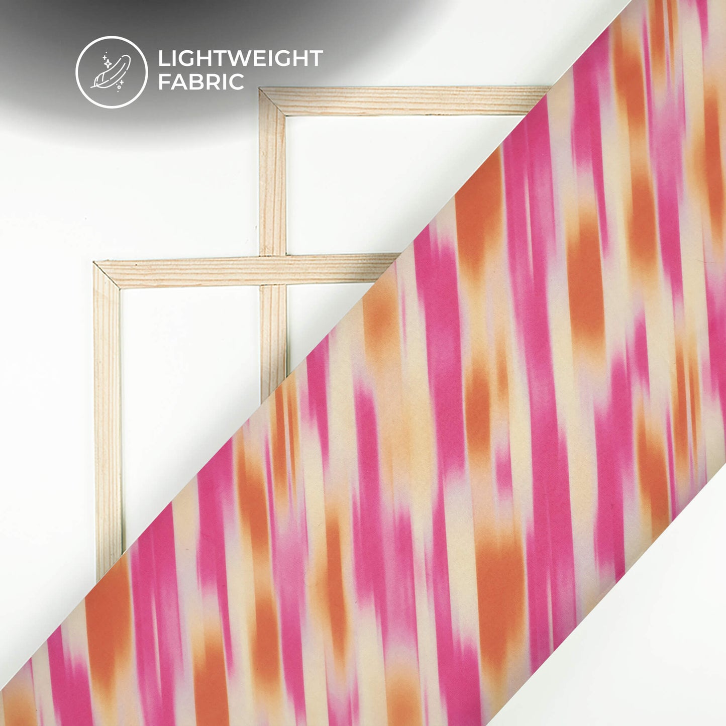 Hot Pink And Orange StripesStripes Printed Organza Satin Fabric