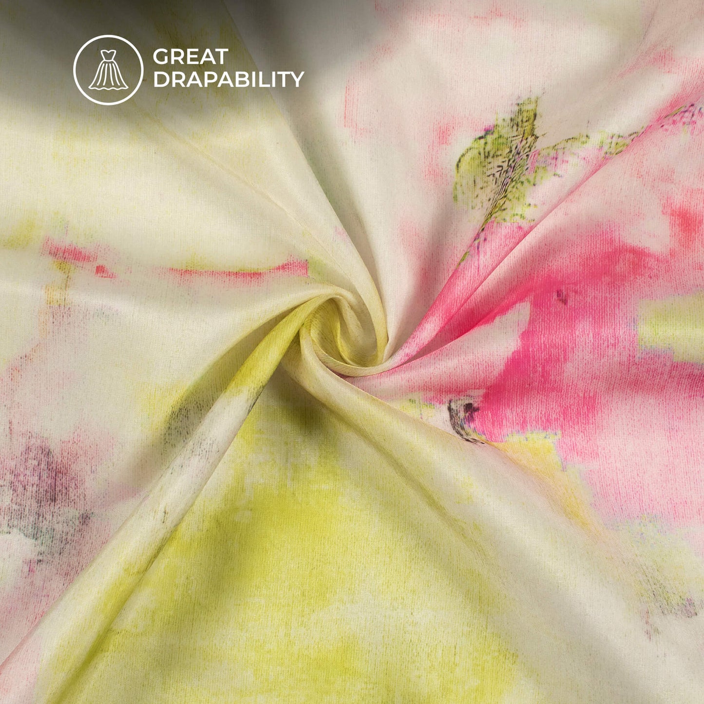 Pink And Green Tie Dye Printed Organza Satin Fabric