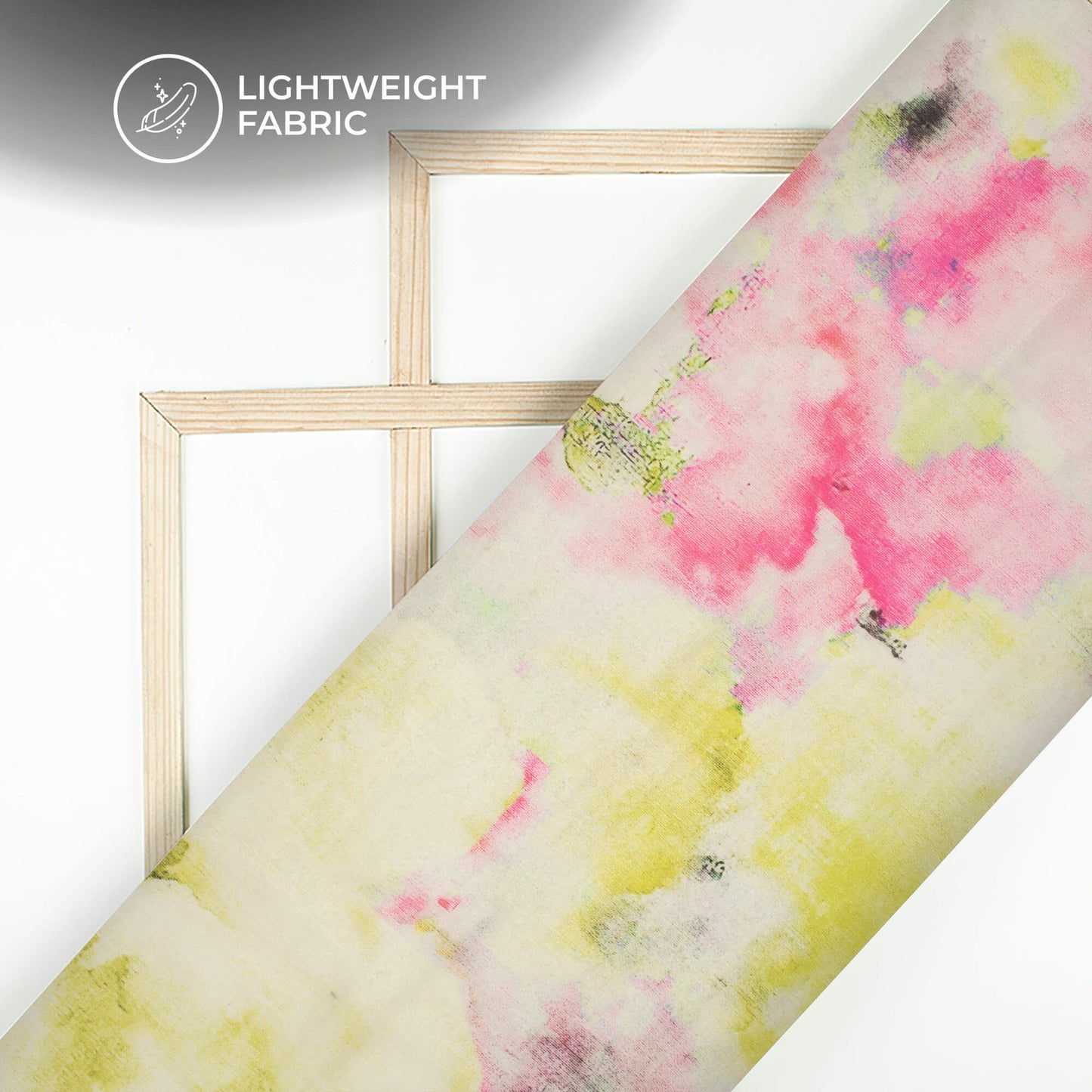 Pink And Green Tie Dye Printed Organza Satin Fabric