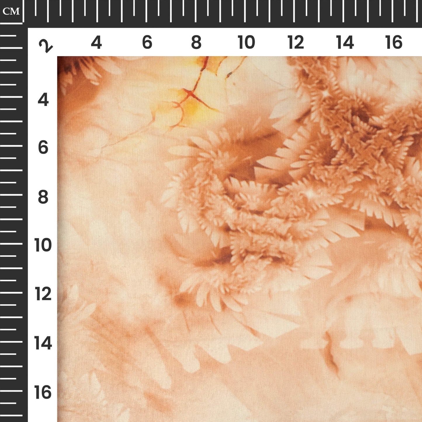 White And Brown Leaf Printed Organza Satin Fabric