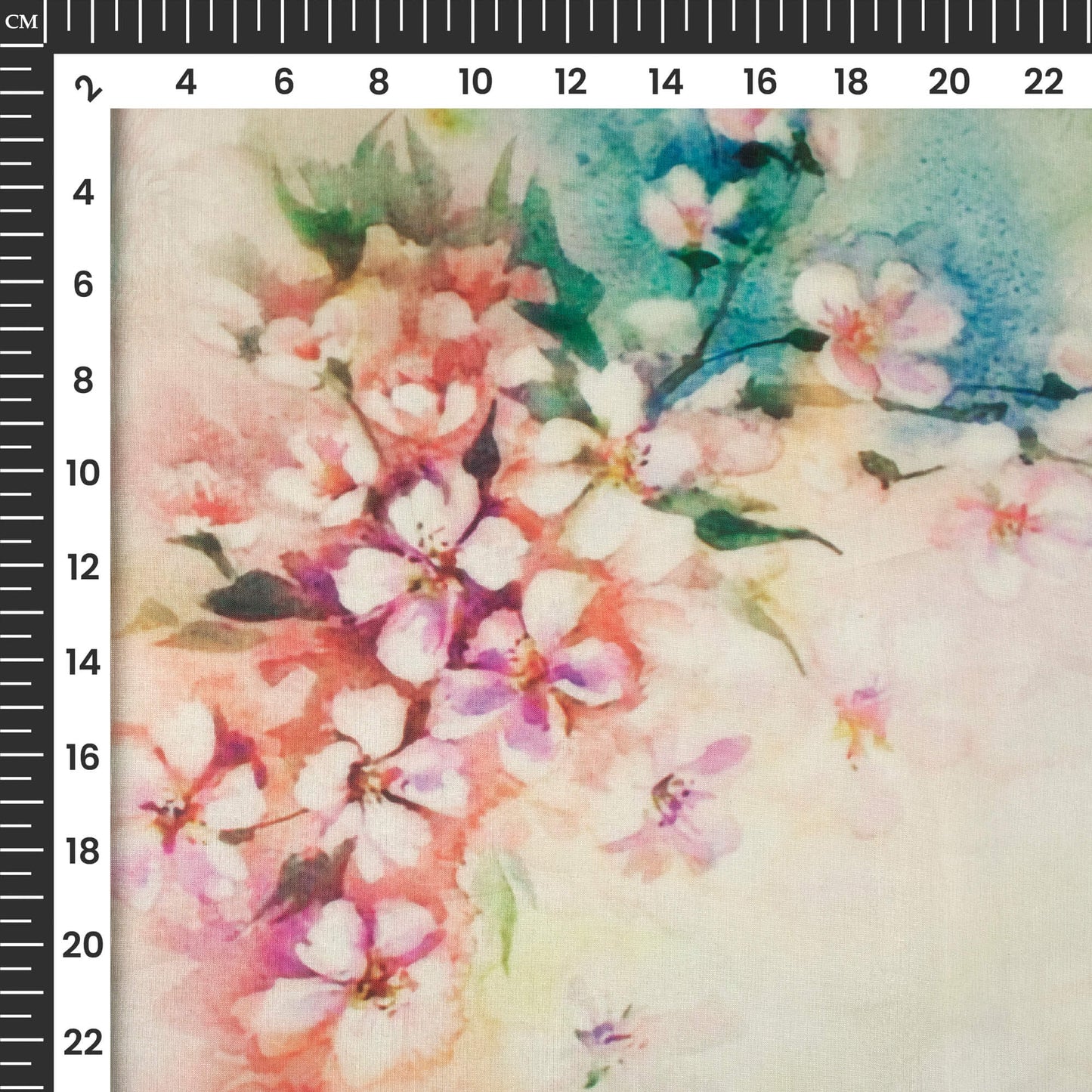 Off White And Dusty Red Floral Printed Organza Satin Fabric