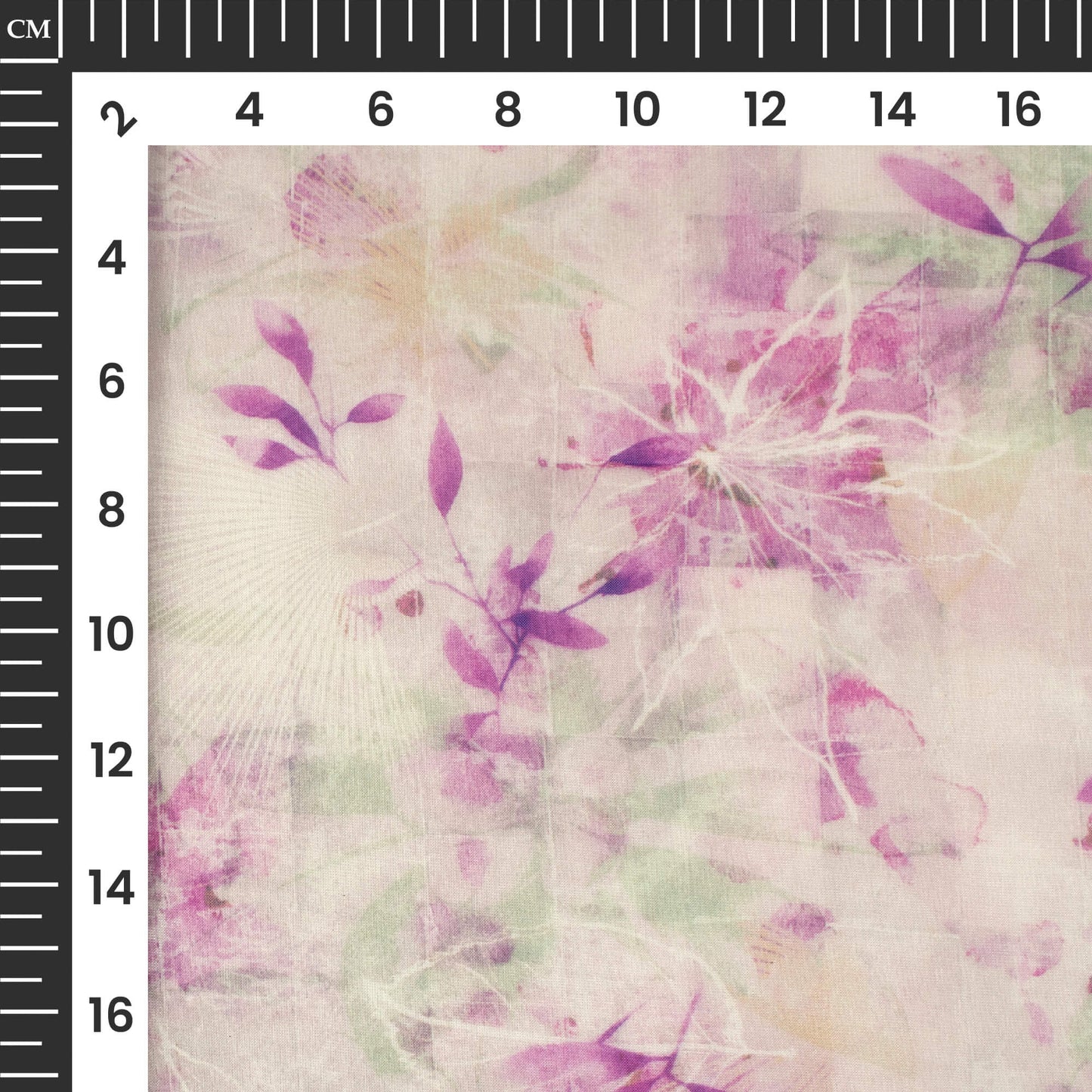 Violet Purple Leaf Printed Organza Satin Fabric