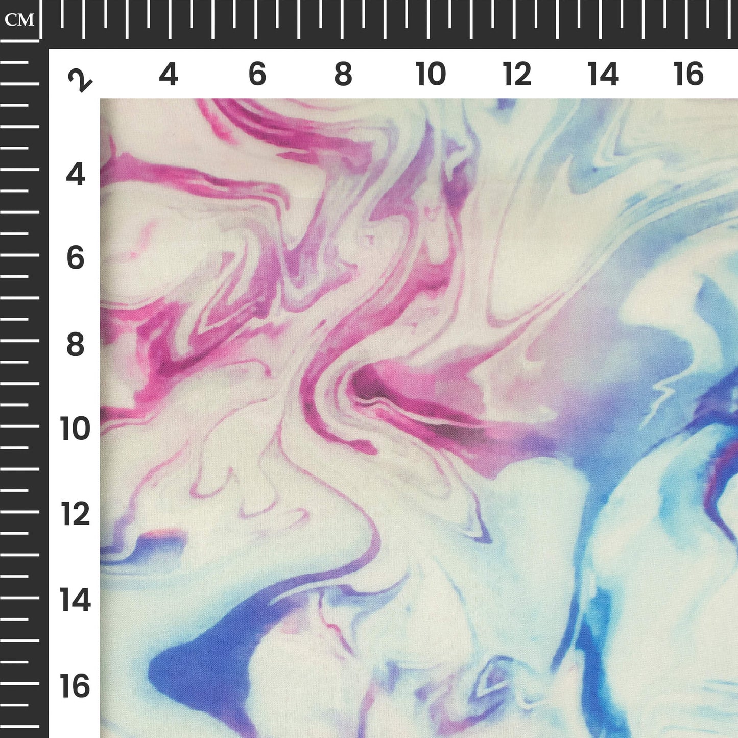 Sky Blue And Purple Marble Printed Organza Satin Fabric