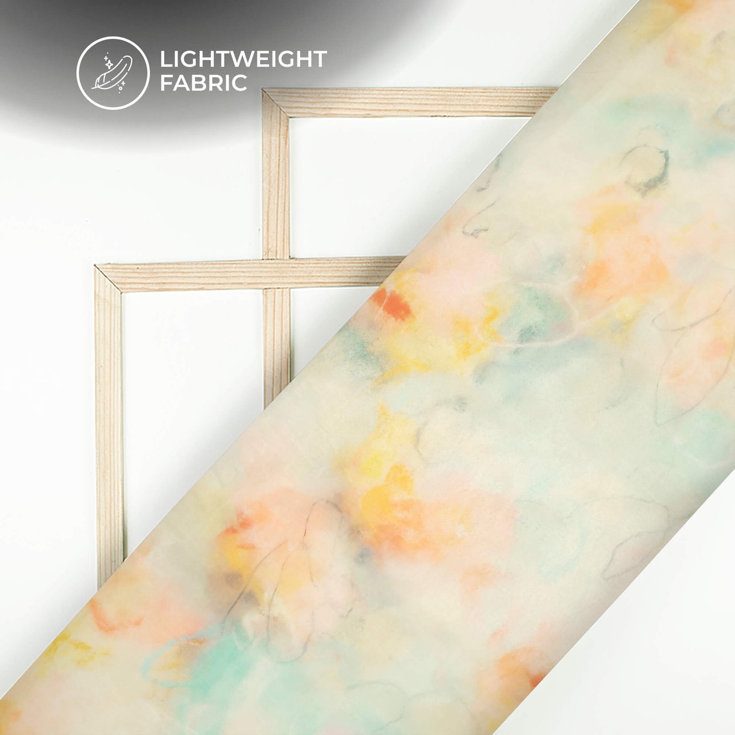 WhiteAnd Yellow TieDye Printed Organza Satin Fabric