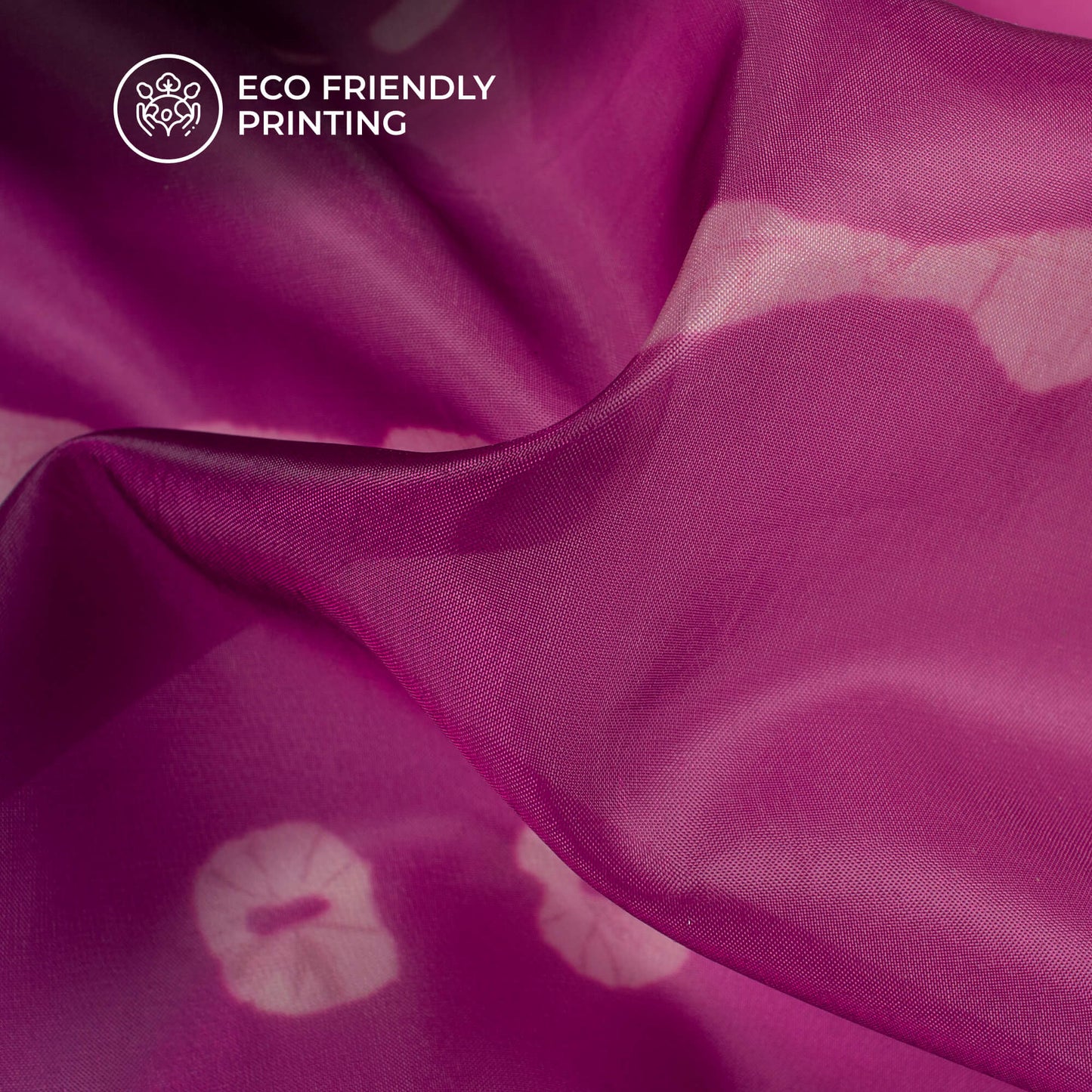 Purple Shiiborii Printed Organza Satin Fabric