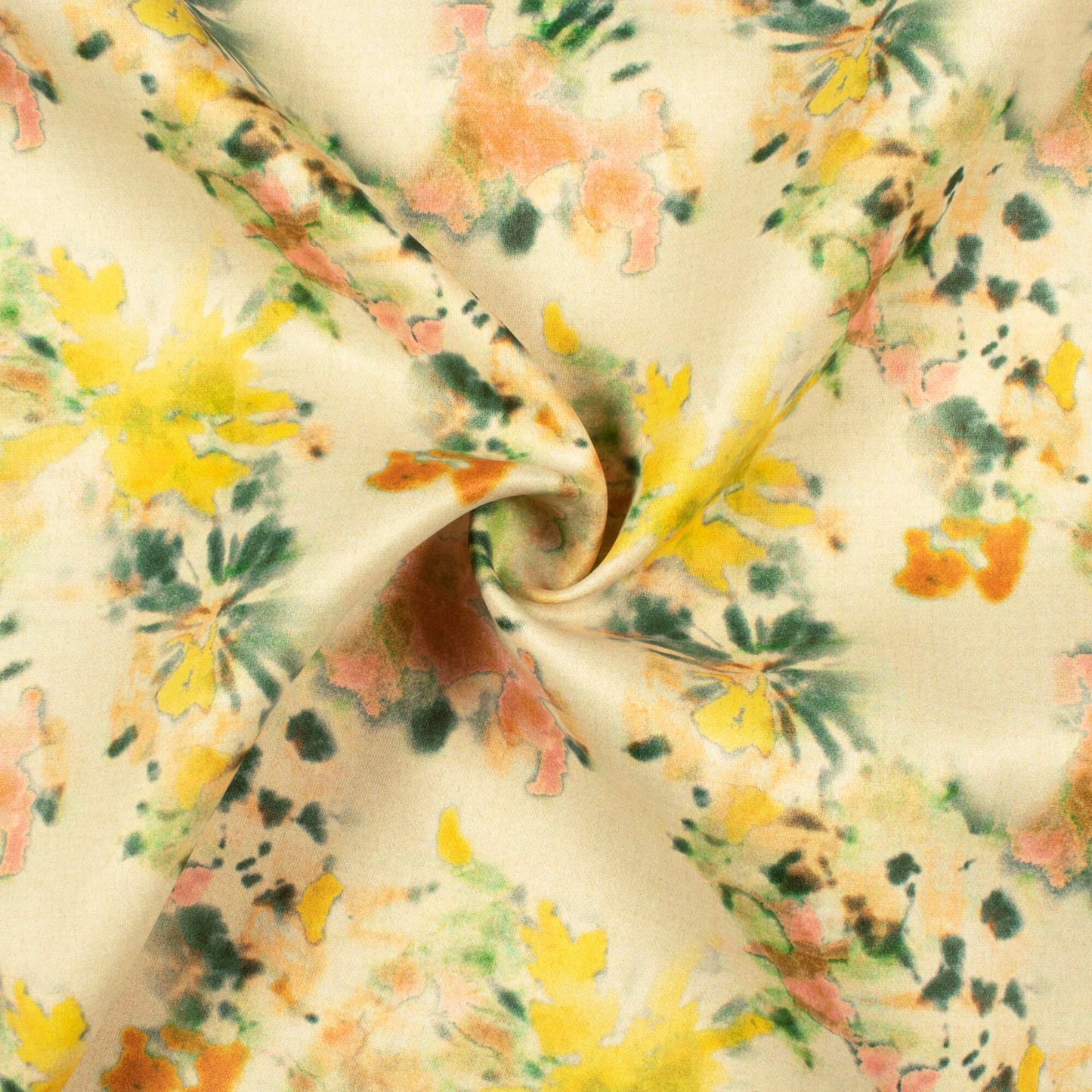 Beige And Yellow Floral Printed Exclusive Shirting Fabric