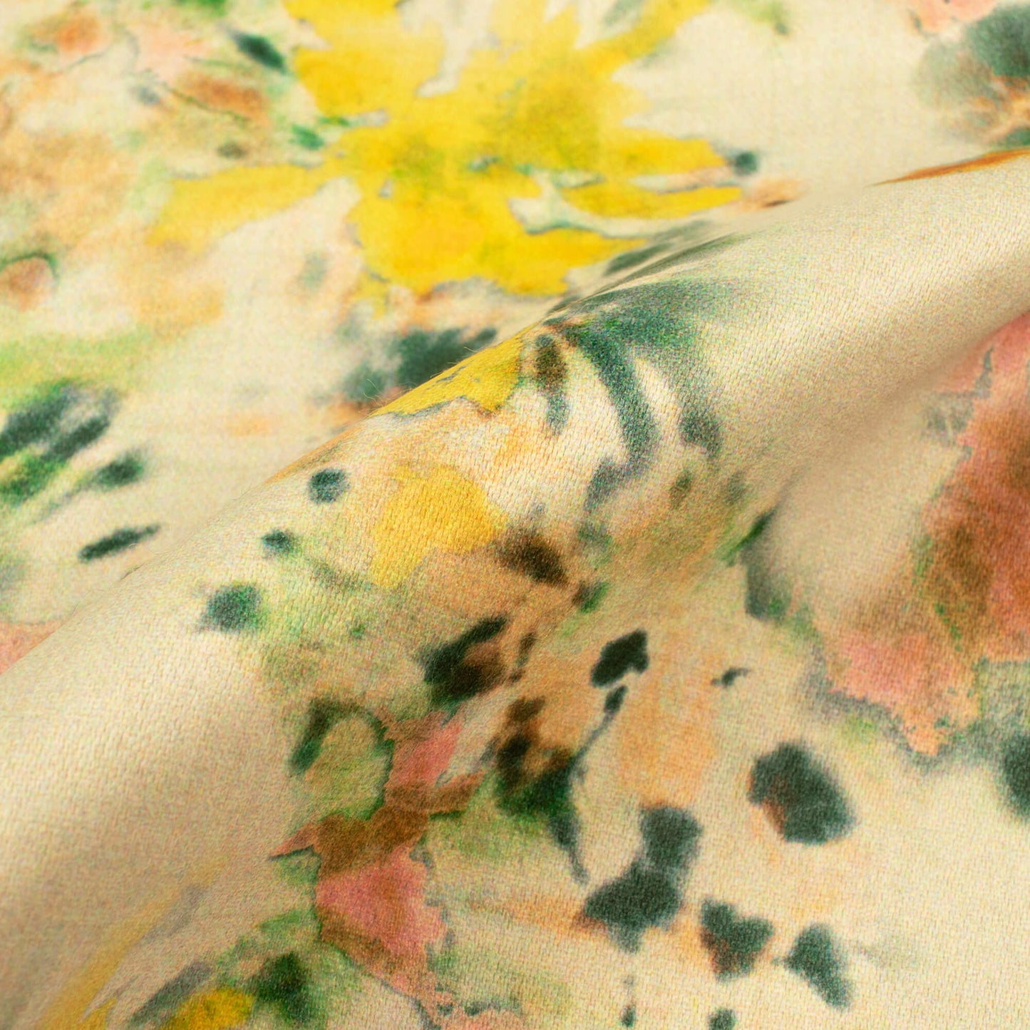 Beige And Yellow Floral Printed Exclusive Shirting Fabric