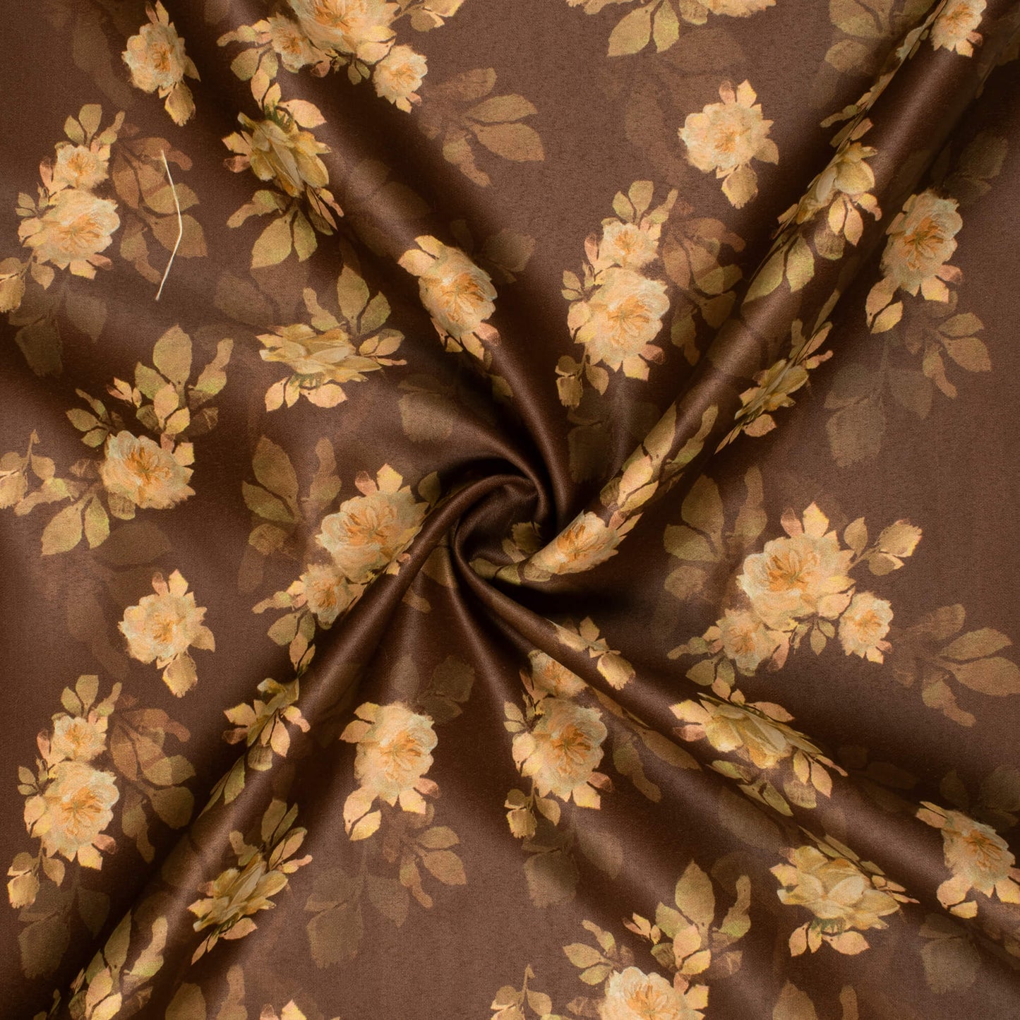 Brown Floral Printed Exclusive Shirting Fabric