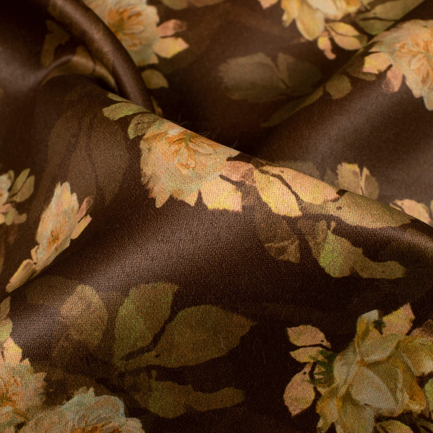 Brown Floral Printed Exclusive Shirting Fabric