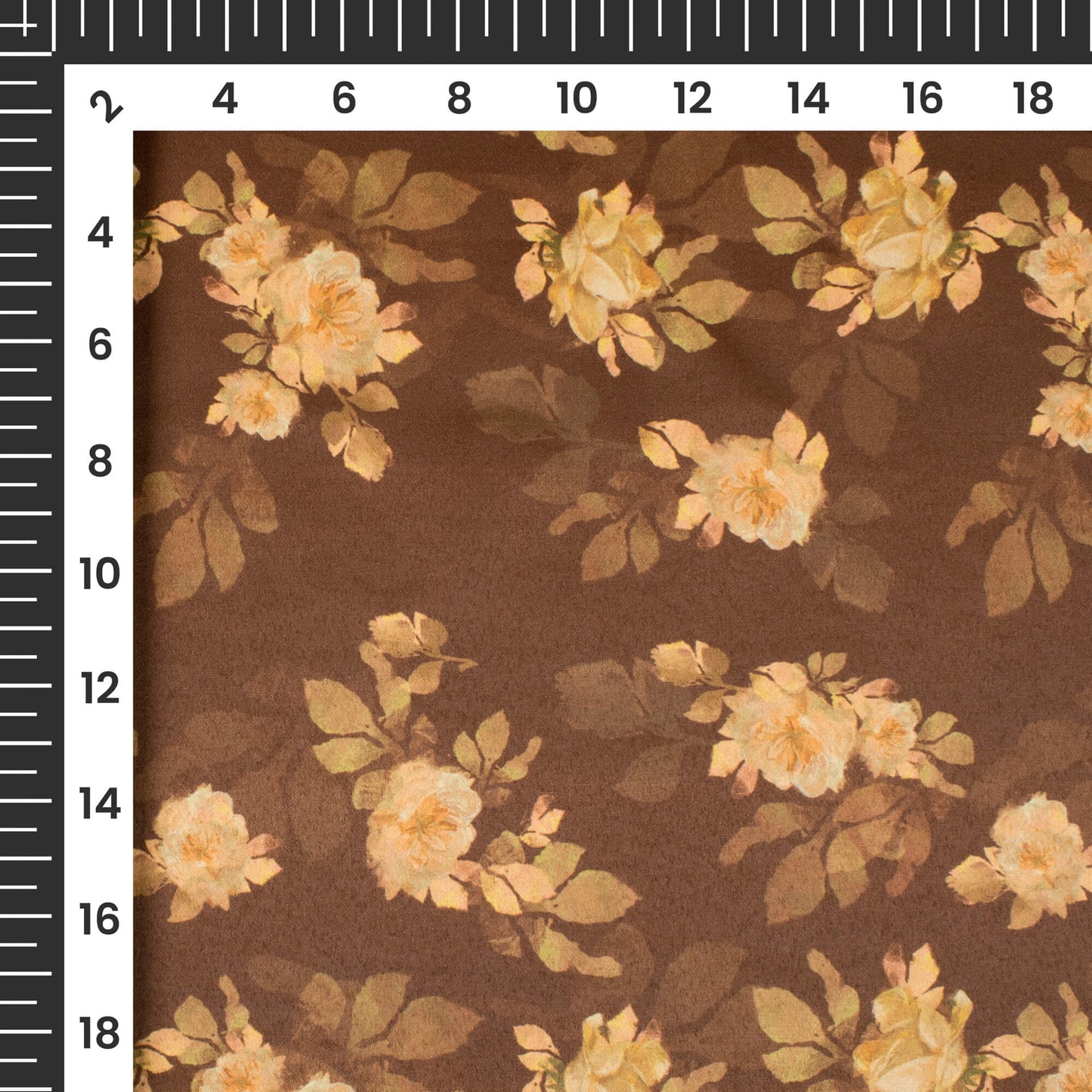 Brown Floral Printed Exclusive Shirting Fabric