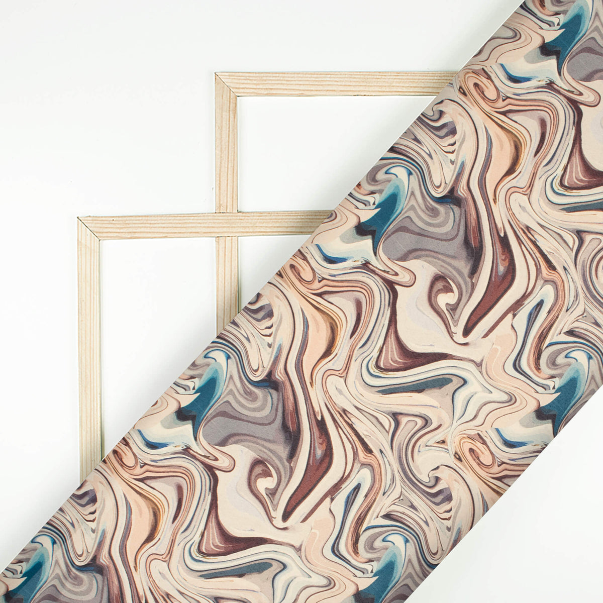Pale Pink And Brown Marble Printed Exclusive Shirting Fabric
