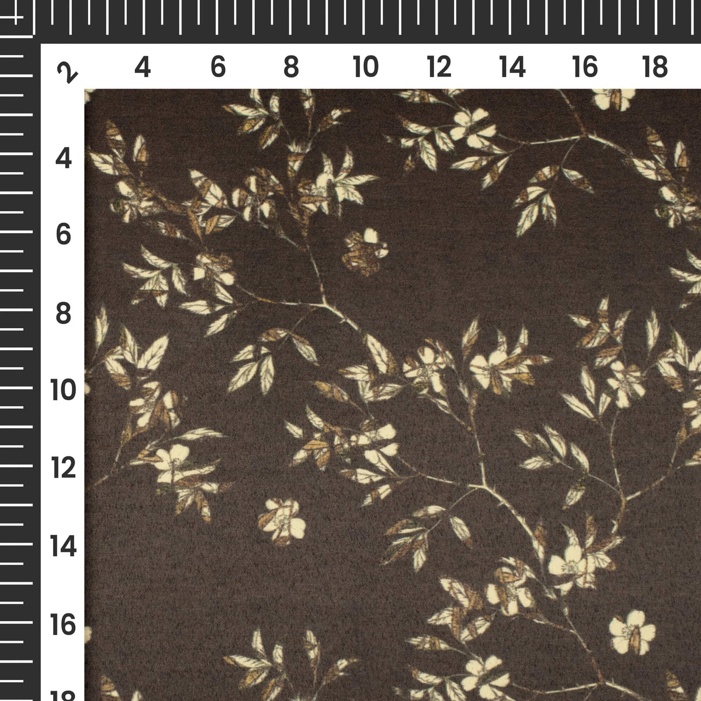 Dark Brown And Beige Leaf Printed Exclusive Shirting Fabric