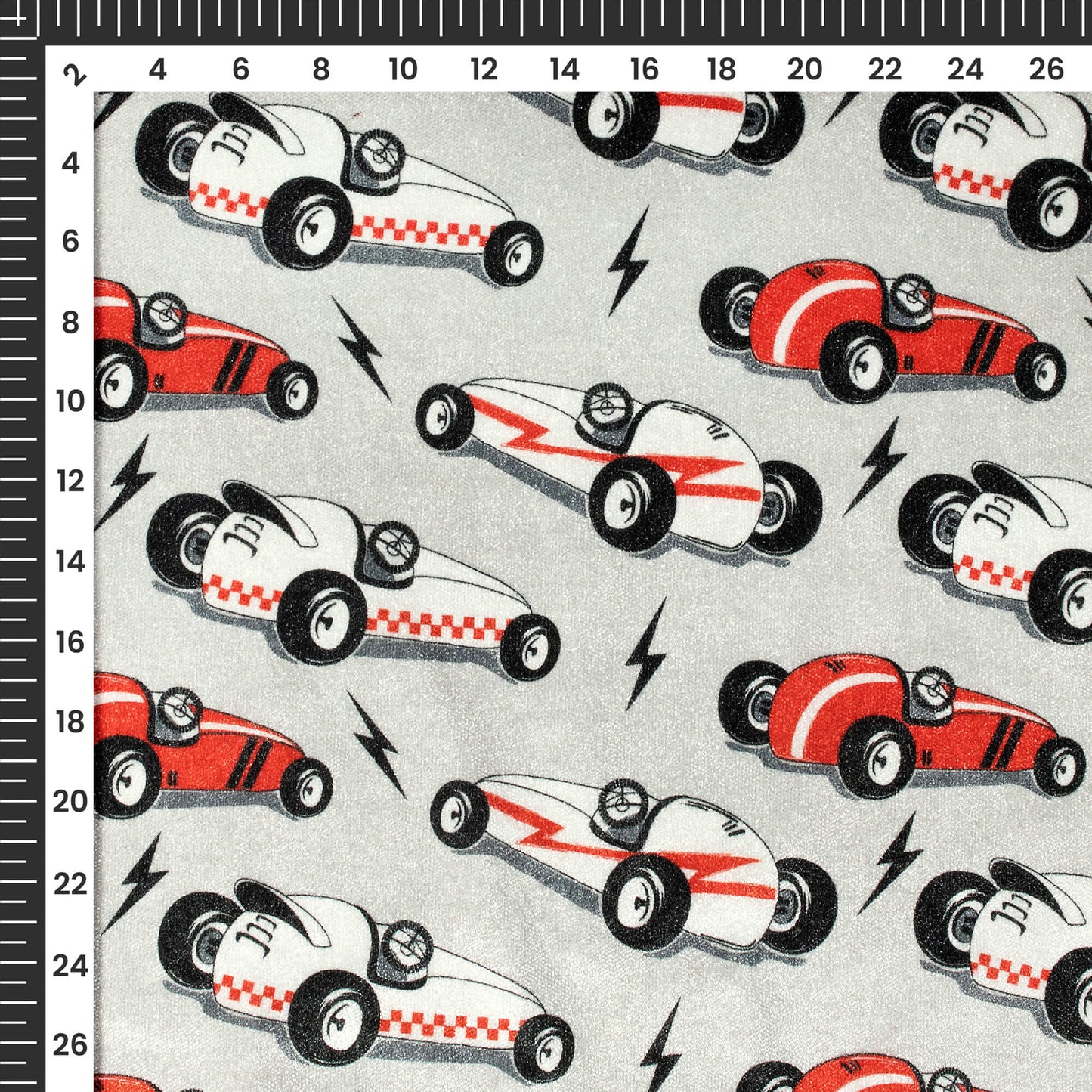 Trendy Vintage Cars Print Premium Velvet Fabric