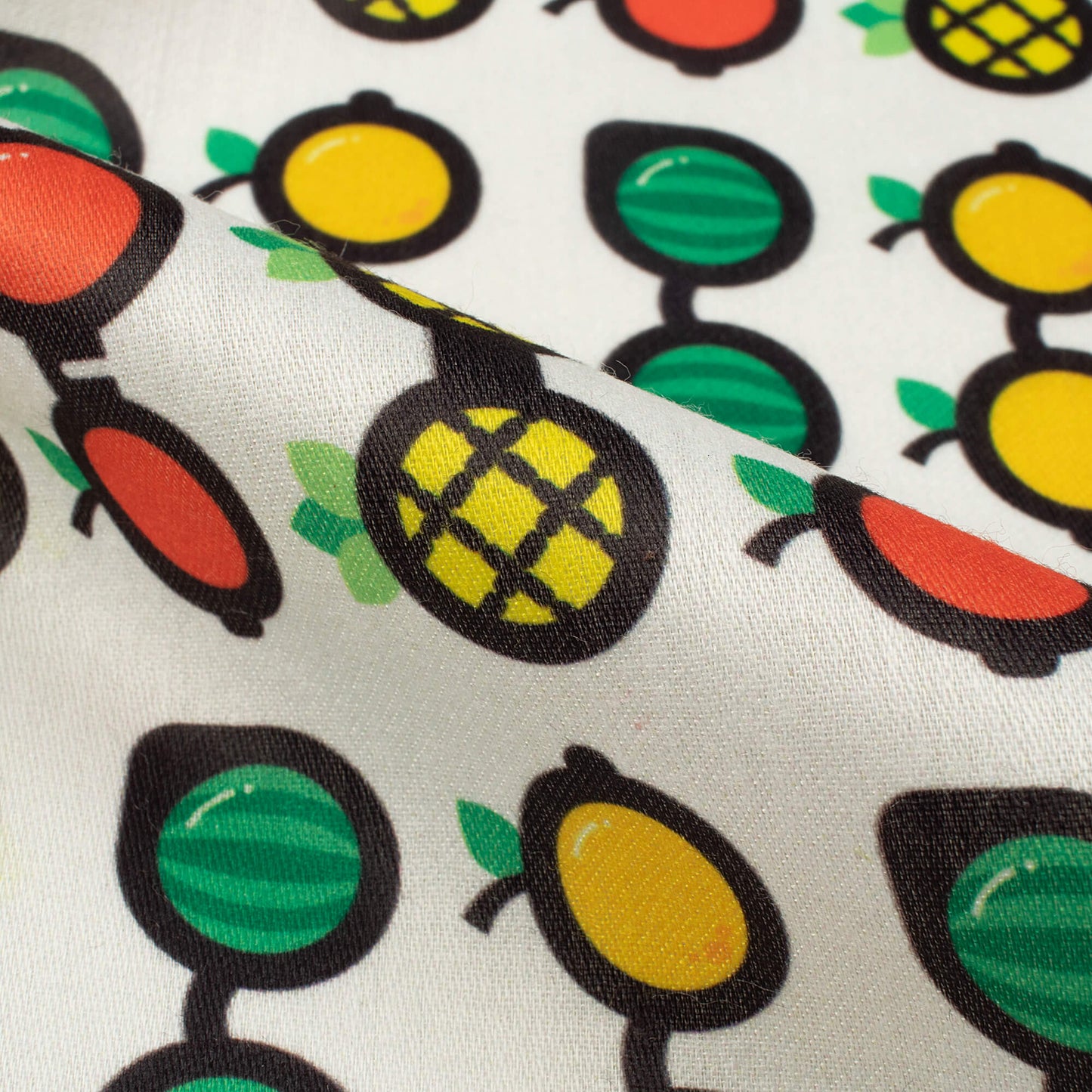 Fruits Wizard Glasses Printed Poly Glazed Cotton Fabric