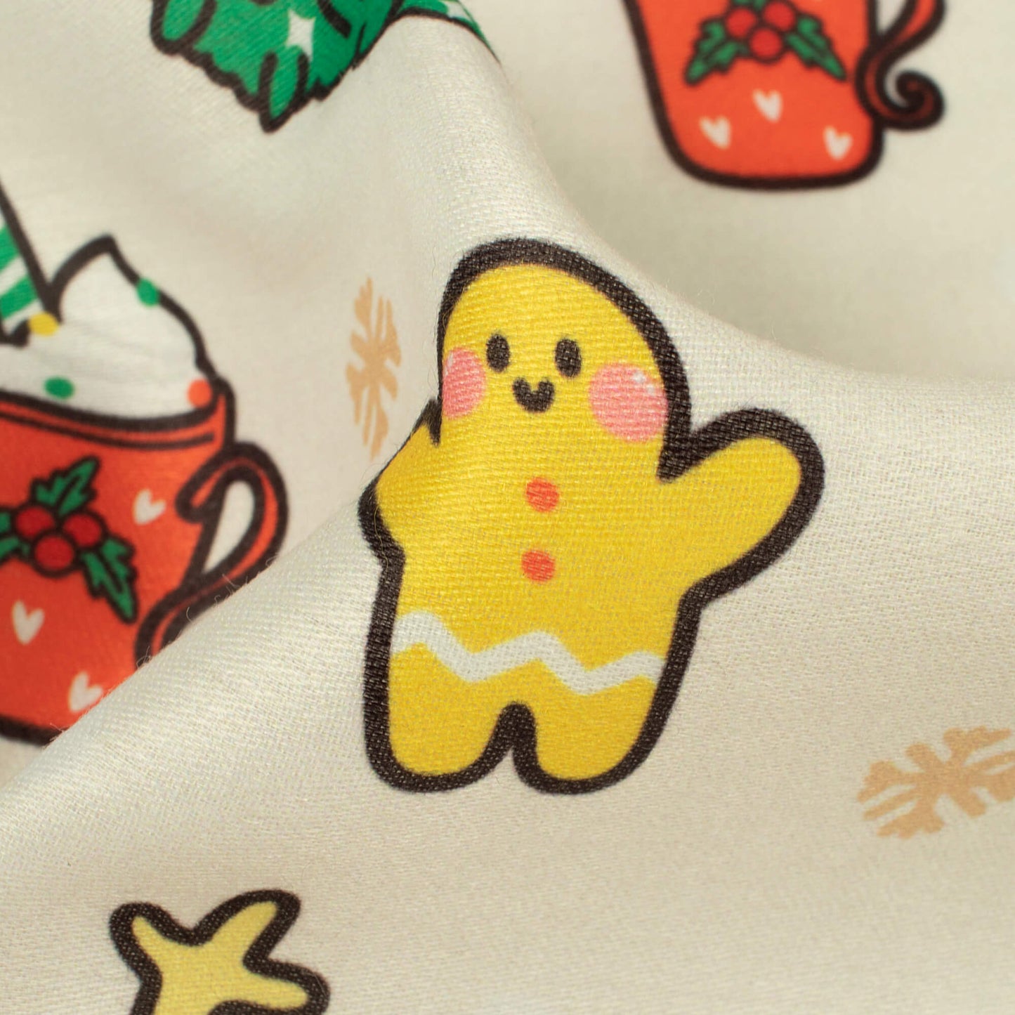 Trendy Christmas Stickers Printed Poly Glazed Cotton Fabric