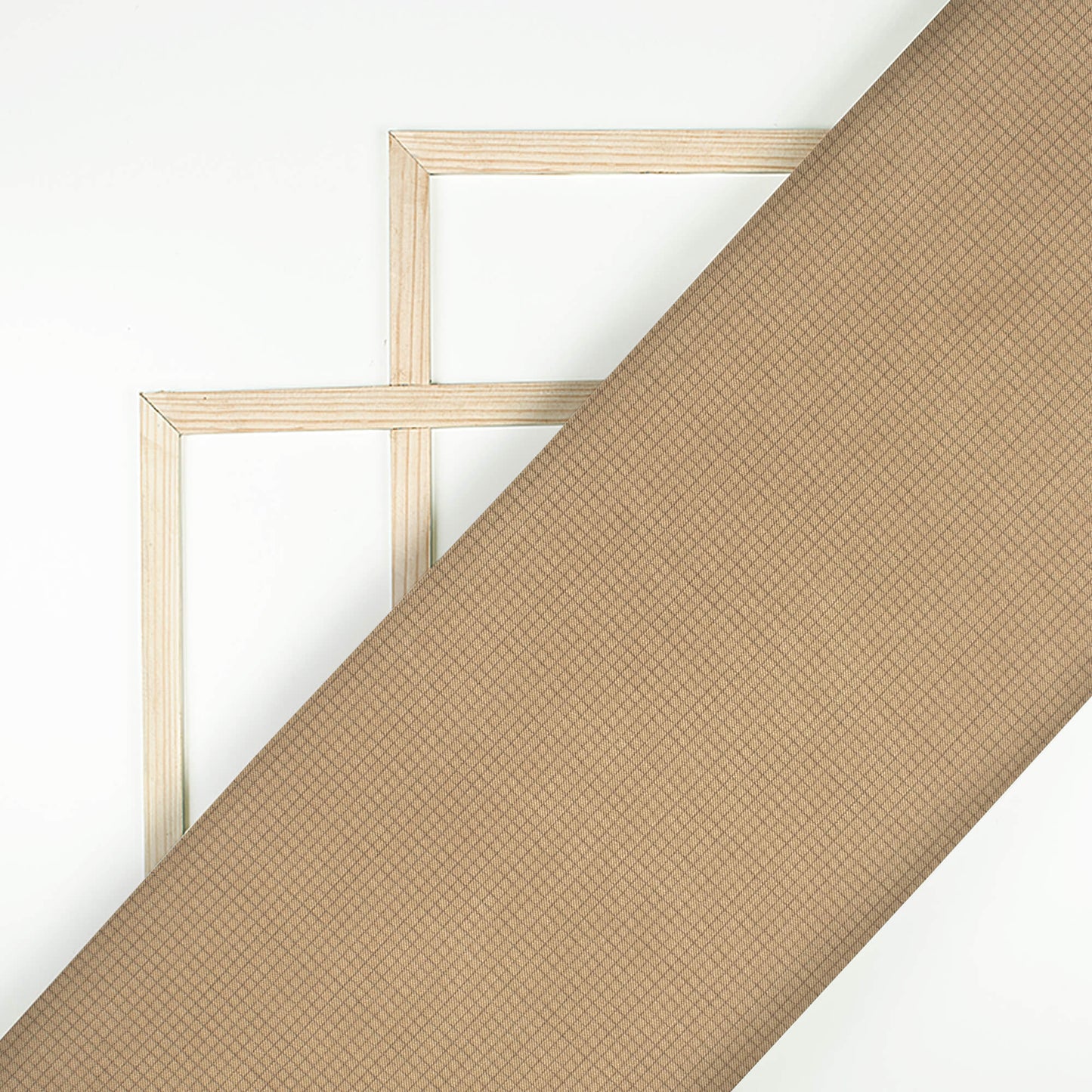 Tan Brown Checks Printed Luxury Suiting Fabric