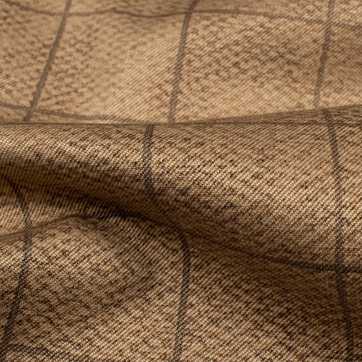 Beige Checks Printed Luxury Suiting Fabric