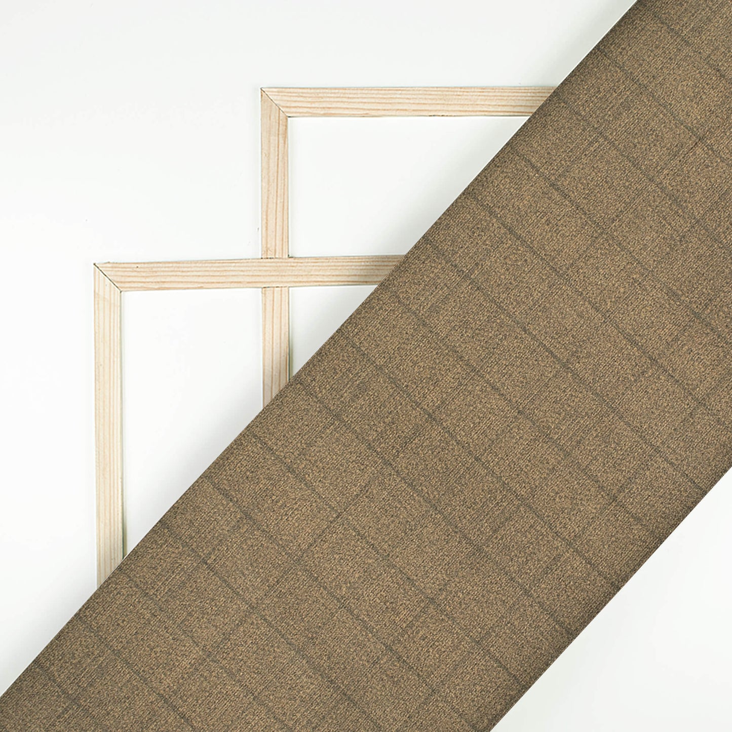 Brown Checks Printed Luxury Suiting Fabric