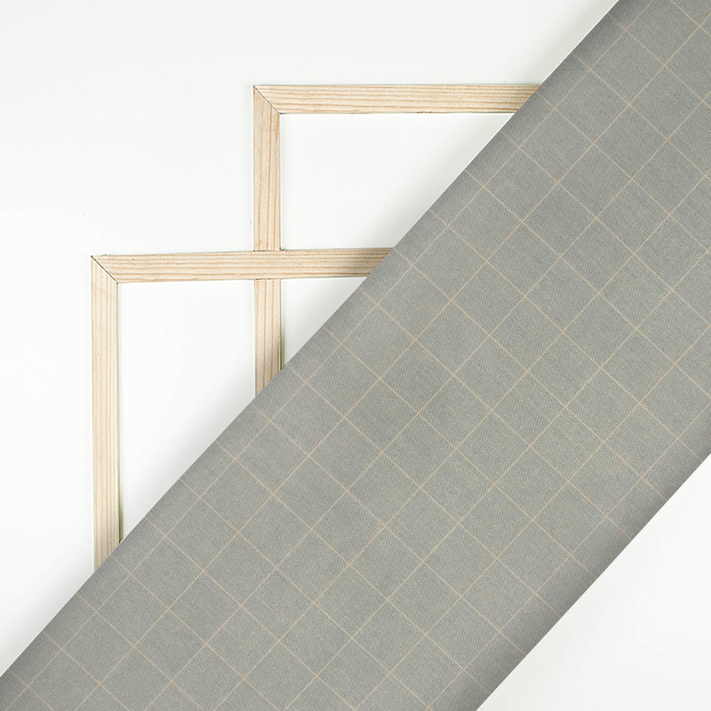 Dusty Blue Checks Printed Luxury Suiting Fabric