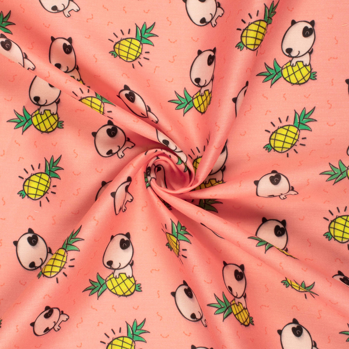 Cute Pineapple Kids Print Poly Glazed Cotton Fabric