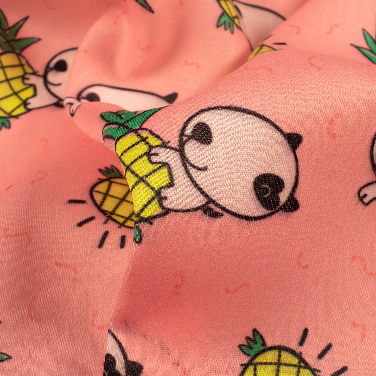 Cute Pineapple Kids Print Poly Glazed Cotton Fabric